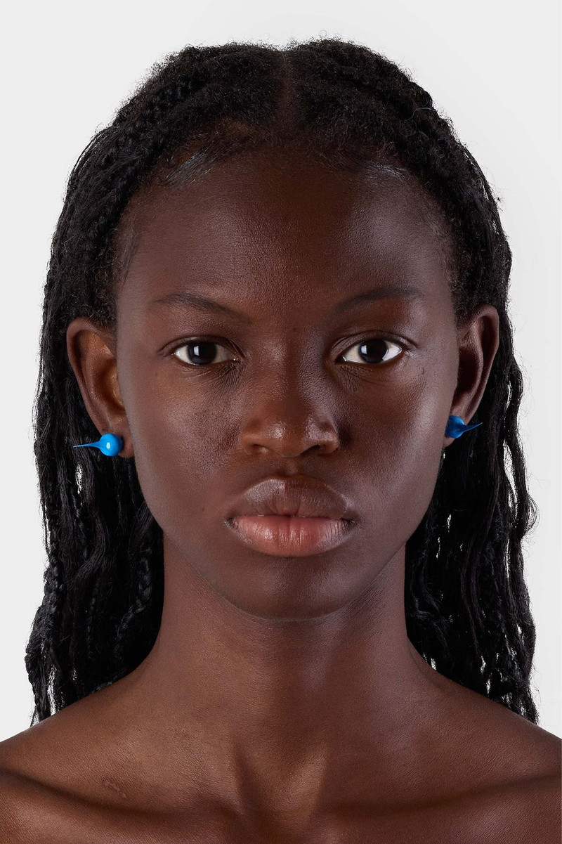 MINI SPIKE RUBBERIZED EARRINGS / turquoise 3