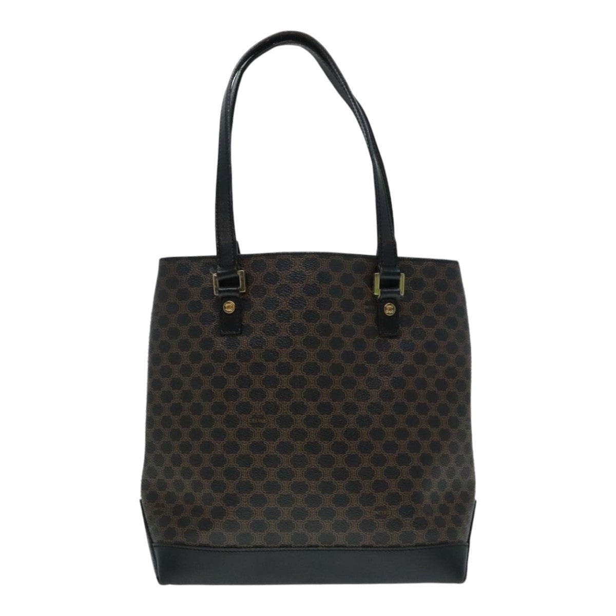 CELINE Macadam Canvas Hand Bag Pvc Black Gold - 13