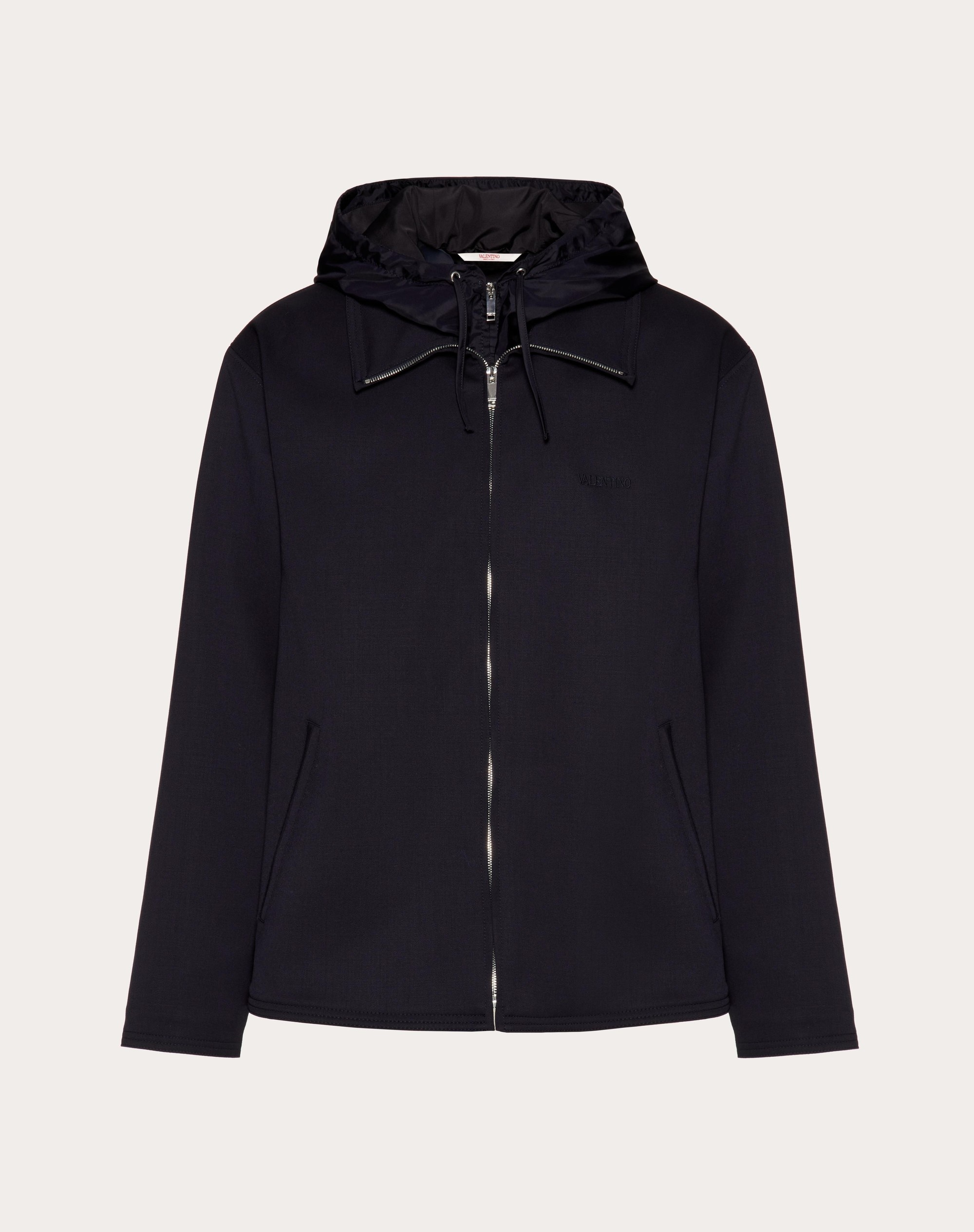 LANA STRETCH JACKET WITH HOOD AND VALENTINO EMBROIDERY - 1