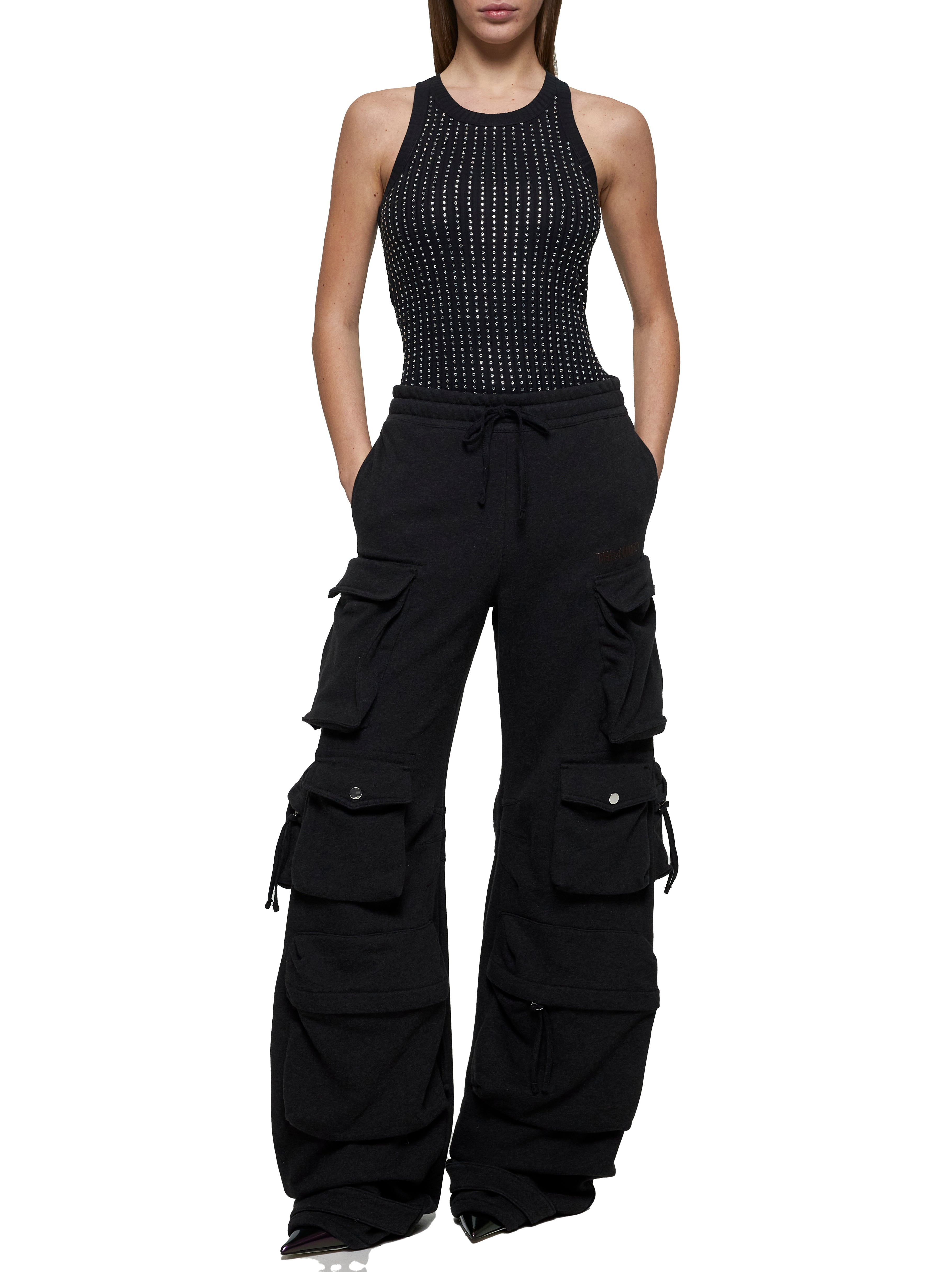 Black hotfix crystal tank top - 2