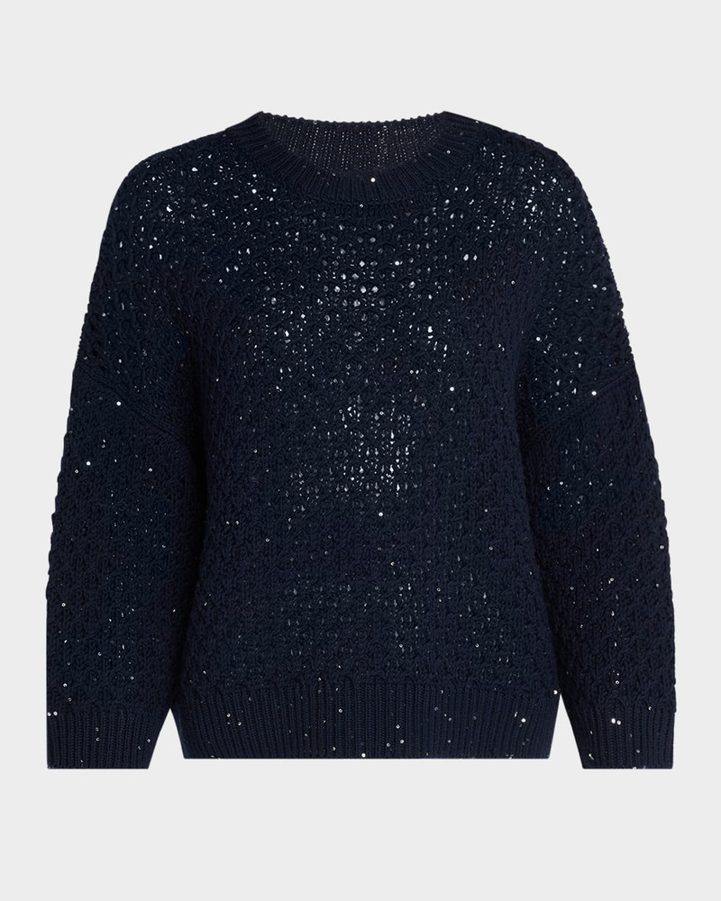 Crewneck Open-Knit Wool Sweater 1