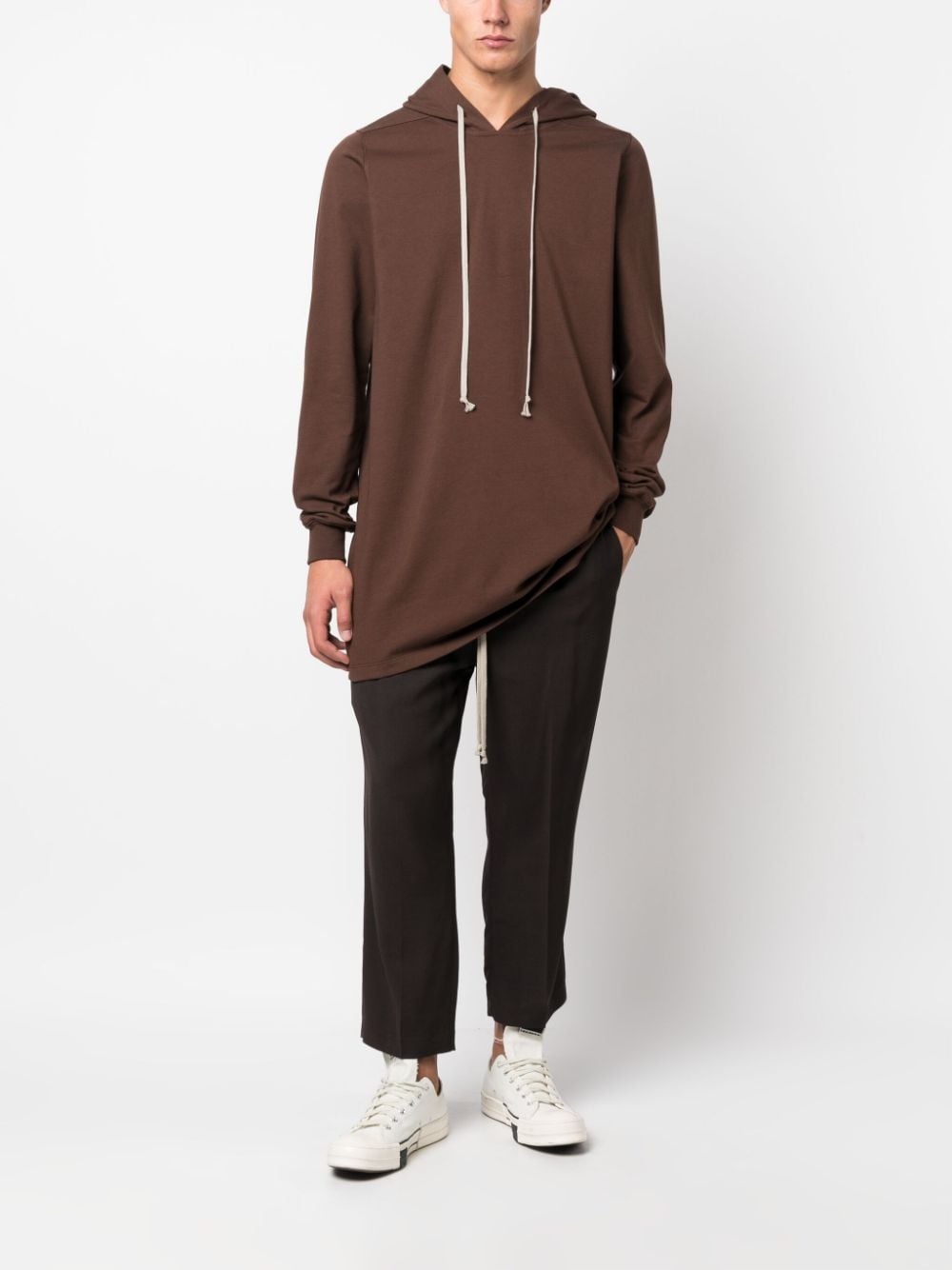 drawstring long hoodie - 2