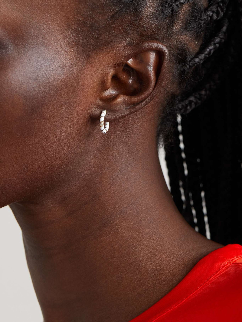 Yvonne Léon 9-karat gold, enamel and diamond hoop earrings Gold outlook