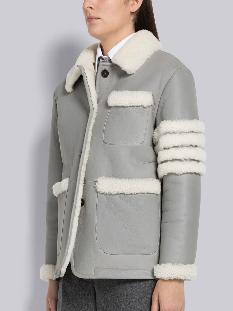 Reversed Shearling 4-Bar Round Collar Jacket 2