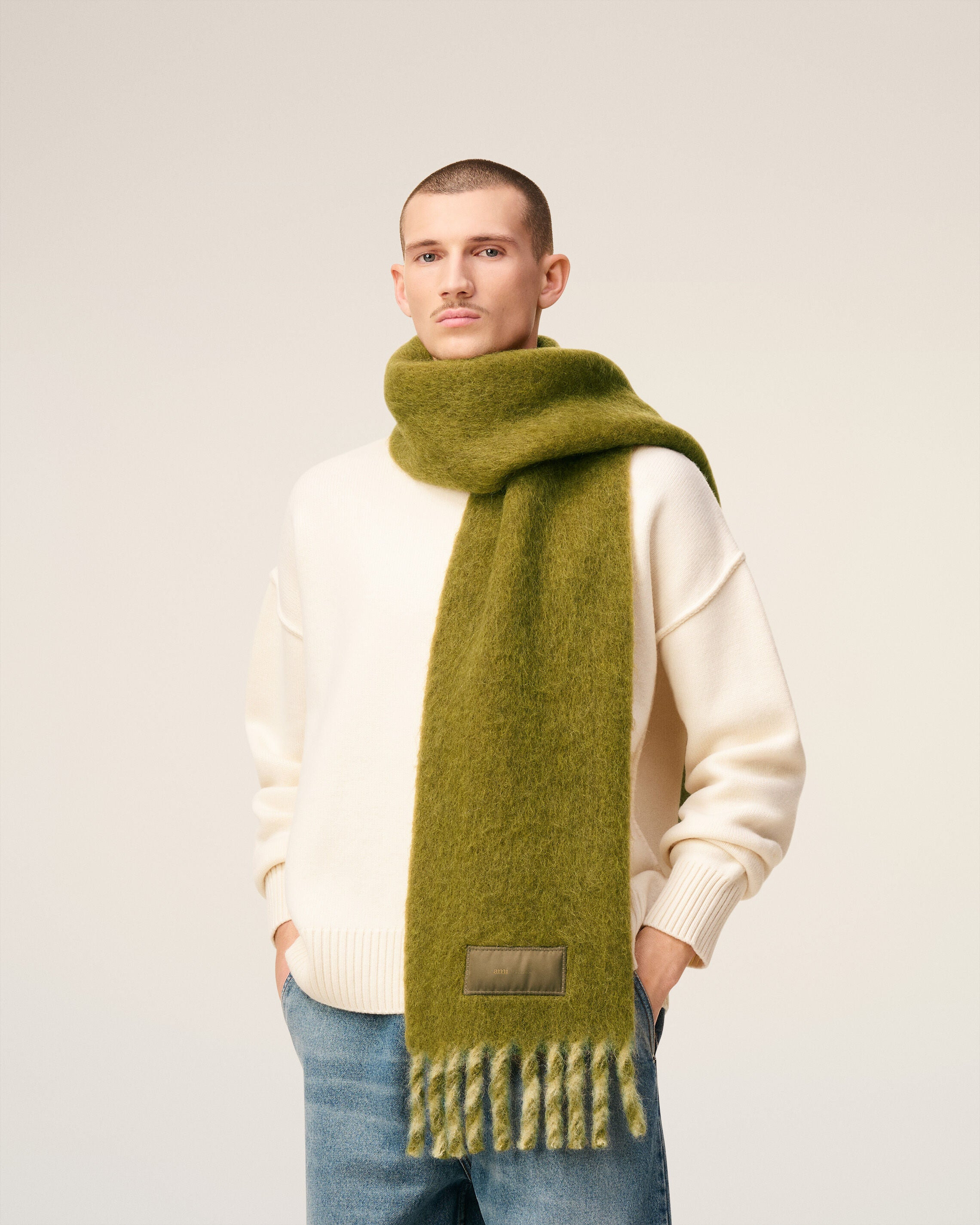 GREEN ALPACA BICOLORED SCARF - 2