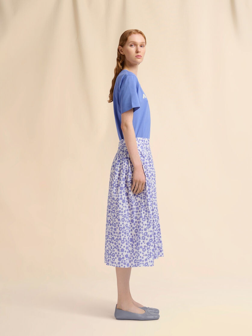 LIGHT BLUE JERSEY T-SHIRT WITH MARNI SCRIBBLED LOGO - 5
