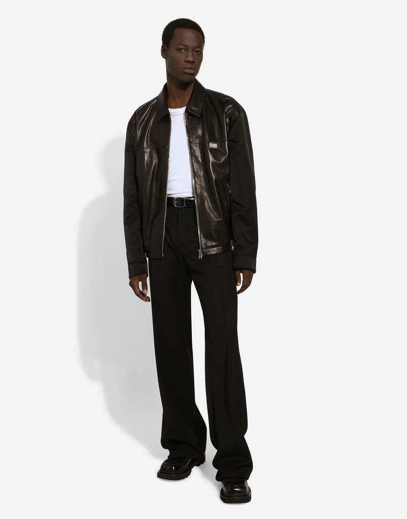 Fabric and leather jacket 5