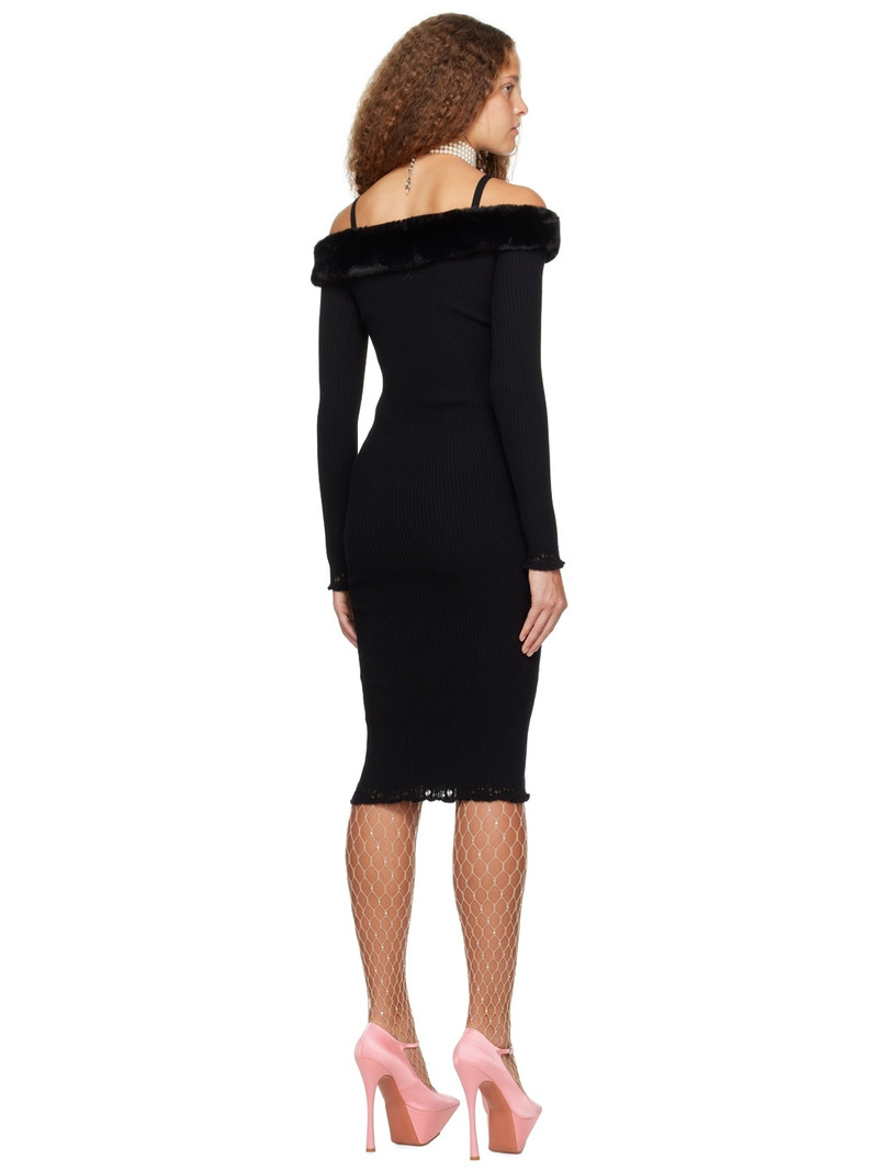 Black Faux-Fur Midi Dress 3