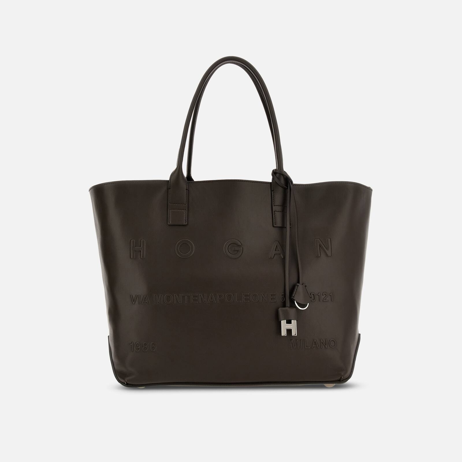 トートバッグ Hogan HOGAN SCRIPT MEDIUM SHOPPING BAG Hogan Script Medium Shopping Bag - Black | KBW01TA0300TZPS808