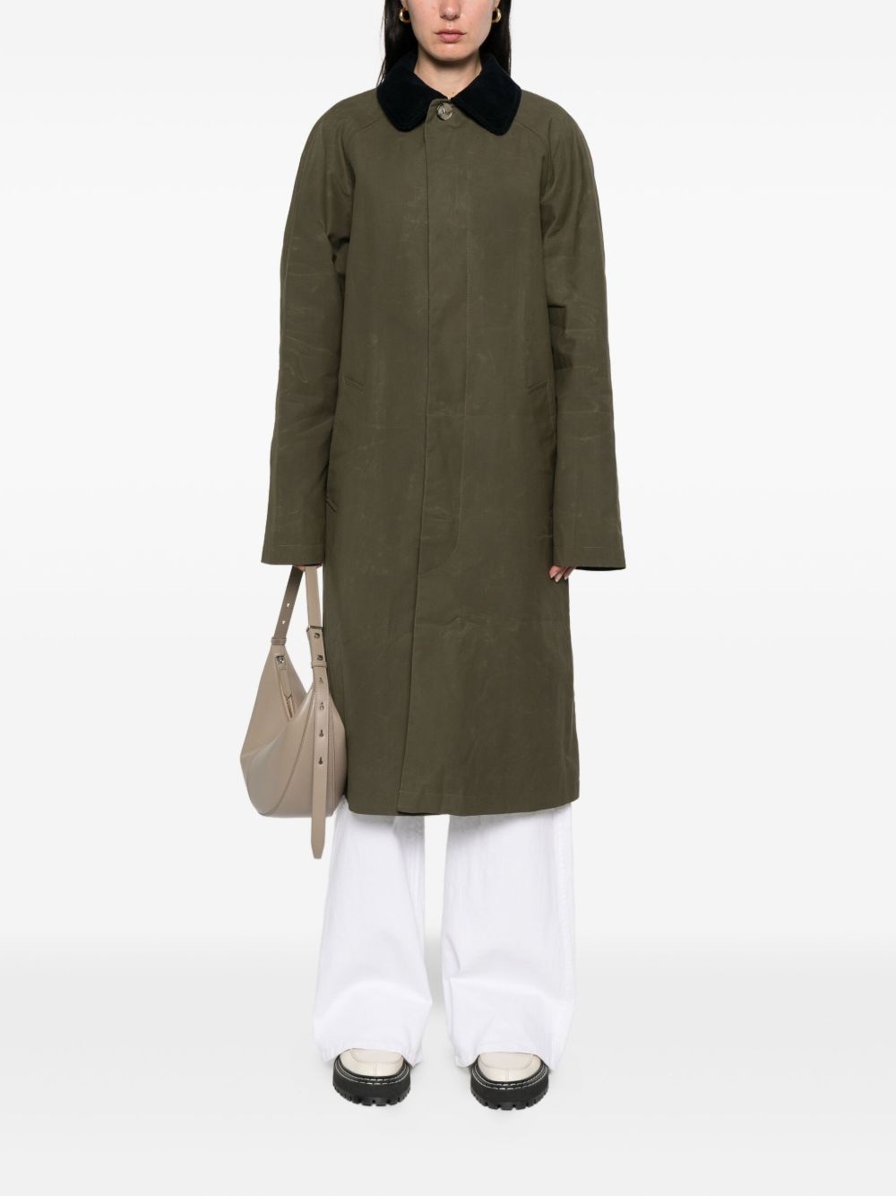 corduroy-collar cotton coat - 2