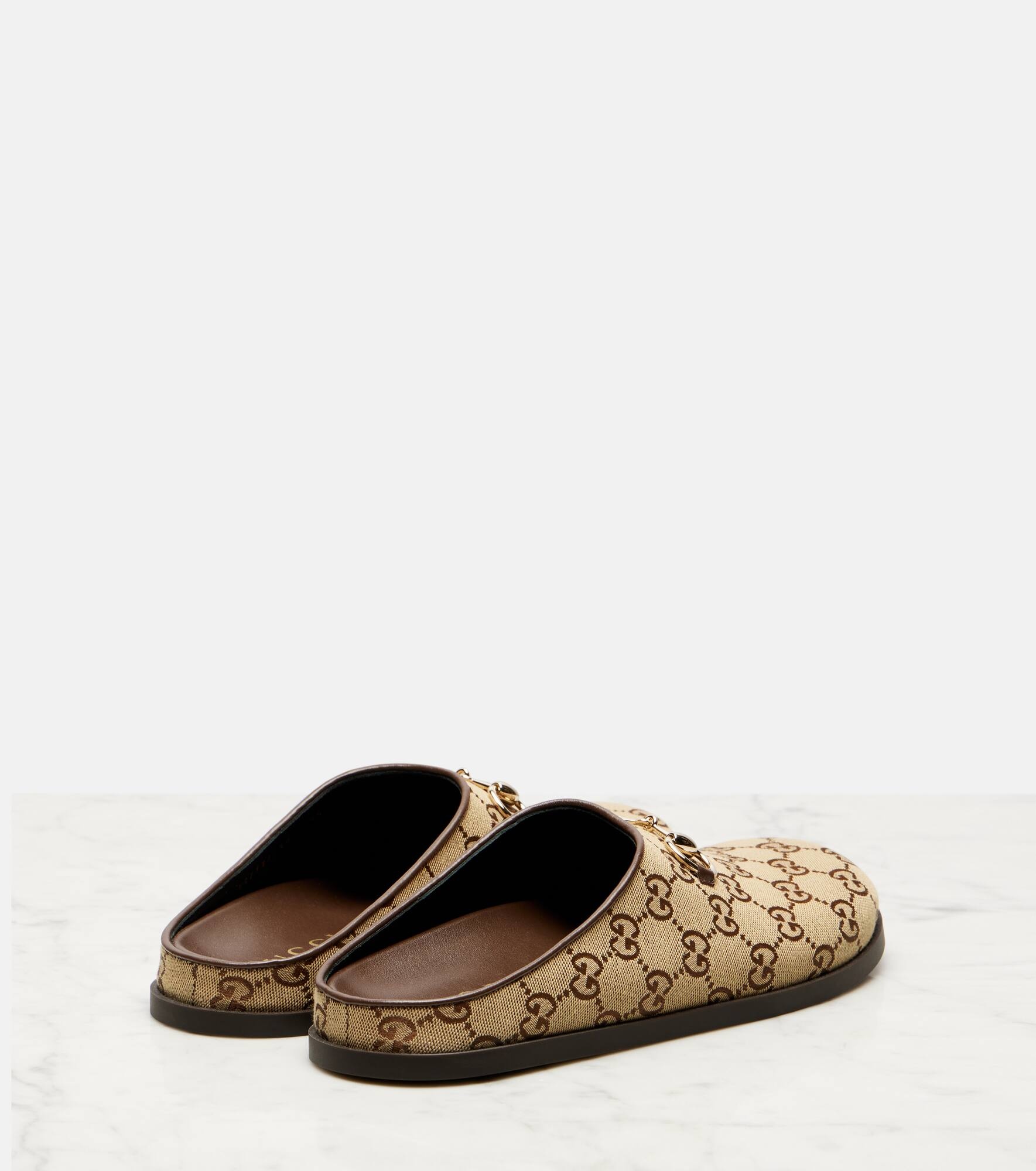 GG leather-trimmed mules - 2