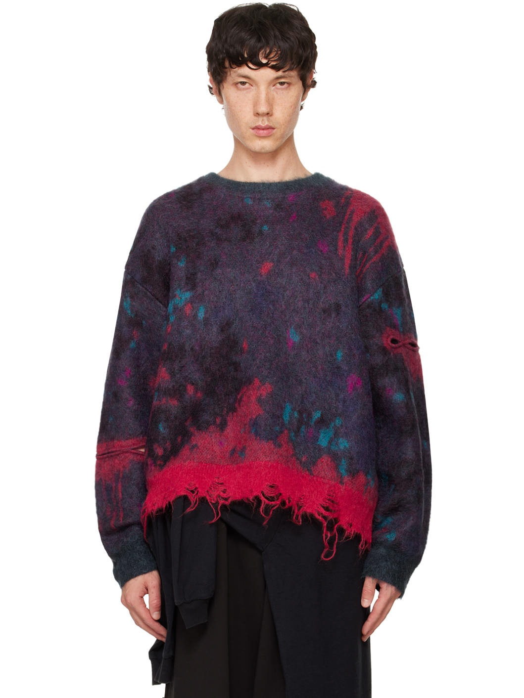レア商品　doublet BROKEN HEART KNIT PULLOVER Doublet Gray Broken Heart Cardigan Doublet