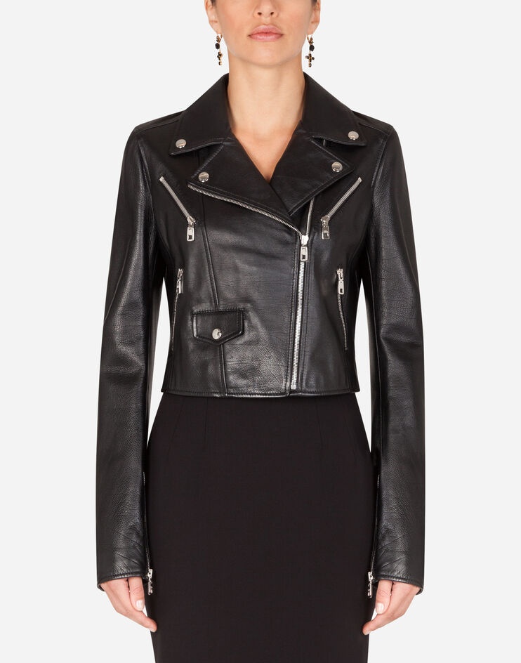 Leather biker jacket - 1