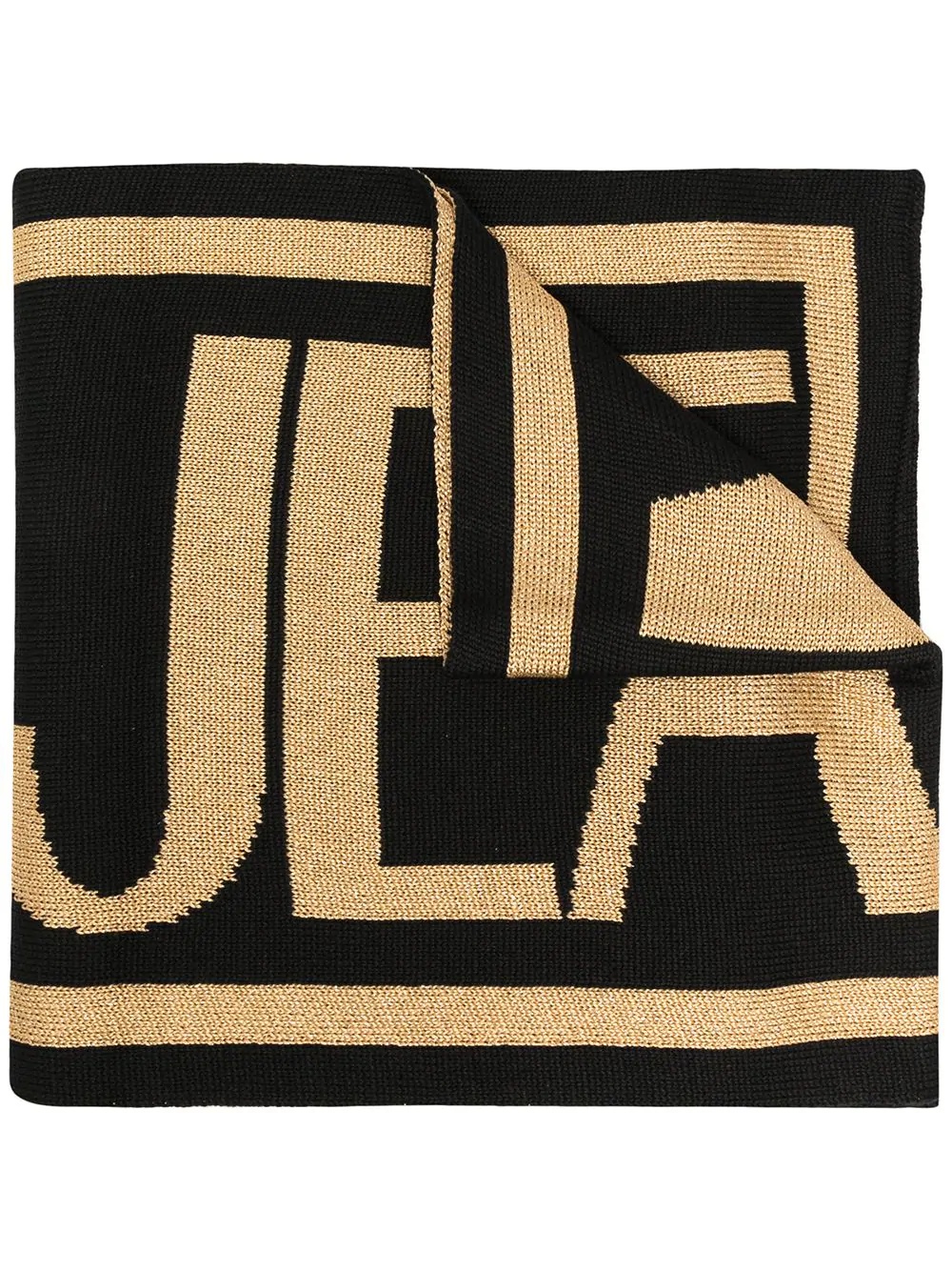 intarsia-knit logo scarf - 1