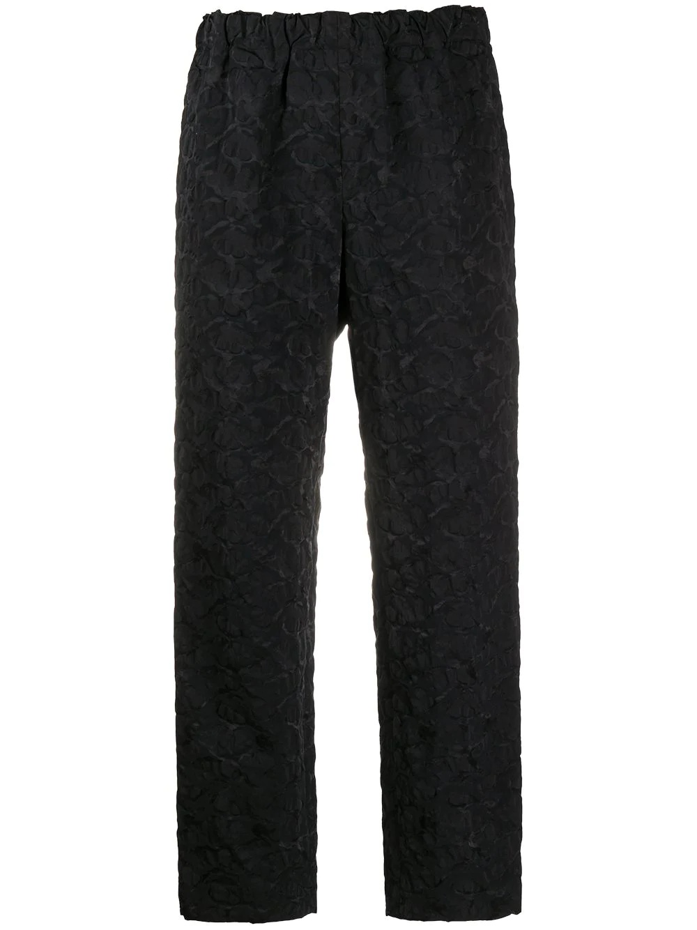 textured cropped trousers - 1