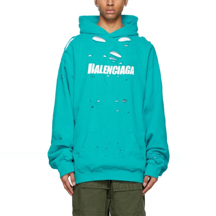 Men's Balenciaga SS21 Classic Alphabet Printing Hole Sky Blue 659403TKVB64661 - 3