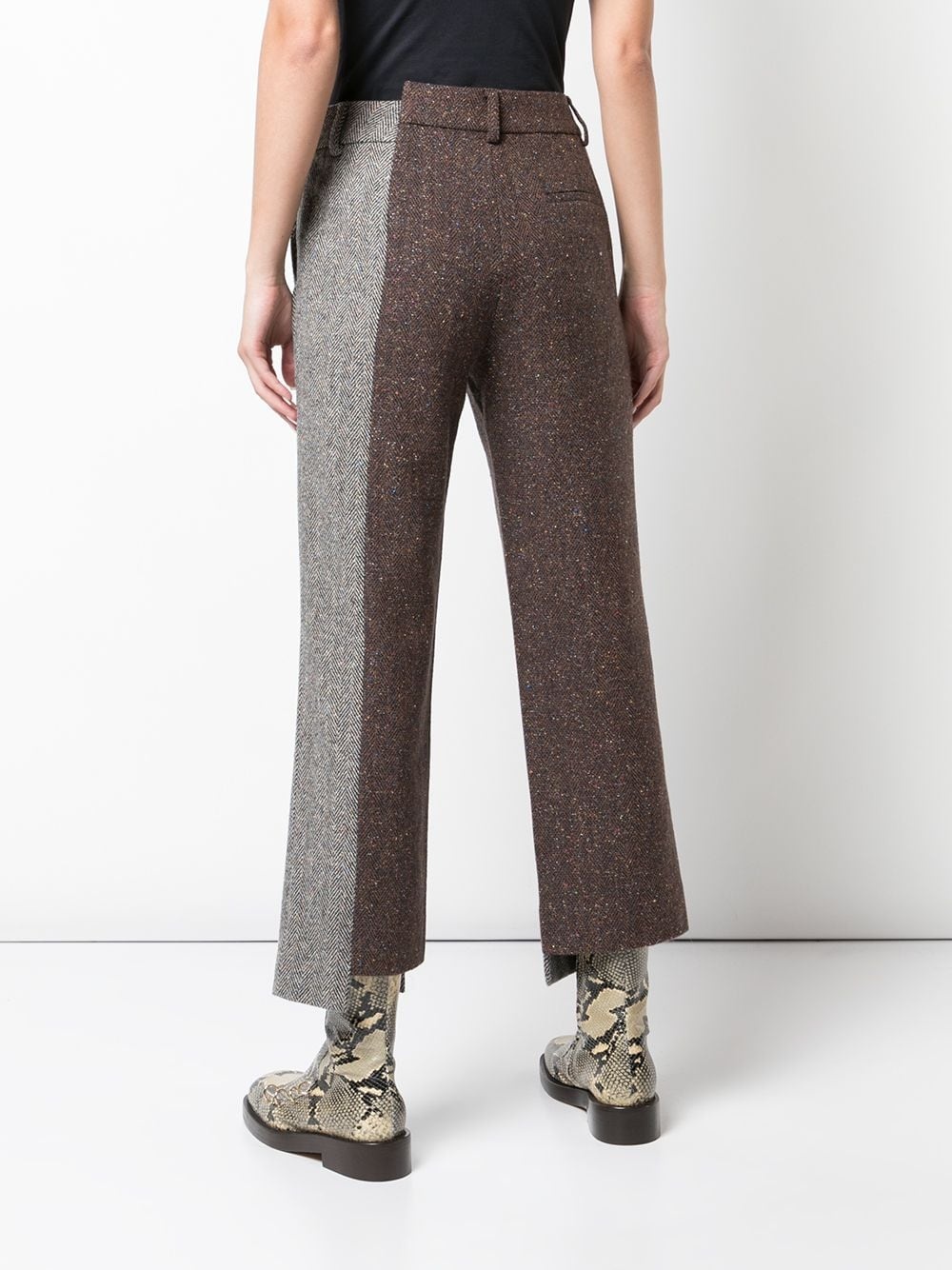 two-tone herringbone slim-fit trousers - 4