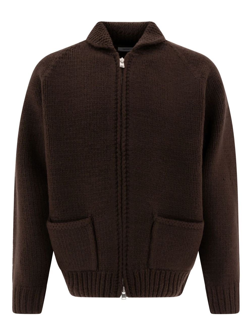 zip-front patch pocket cardigan - 1