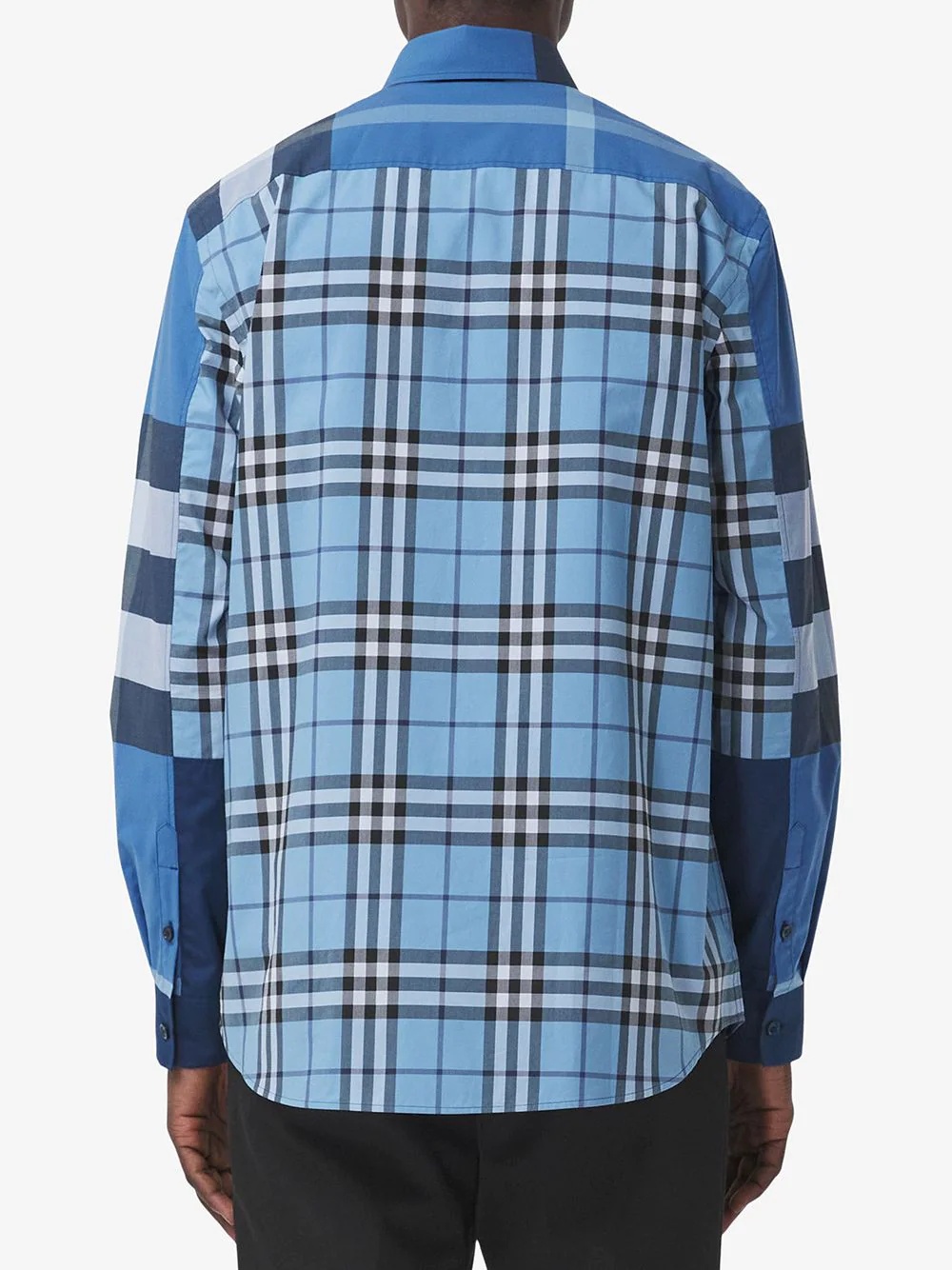 multi-panel check-print shirt - 4