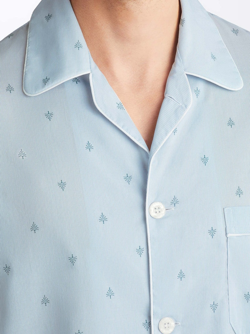 Derek Rose Men's Classic Fit Pajamas Nelson 100 Cotton Batiste Blue outlook