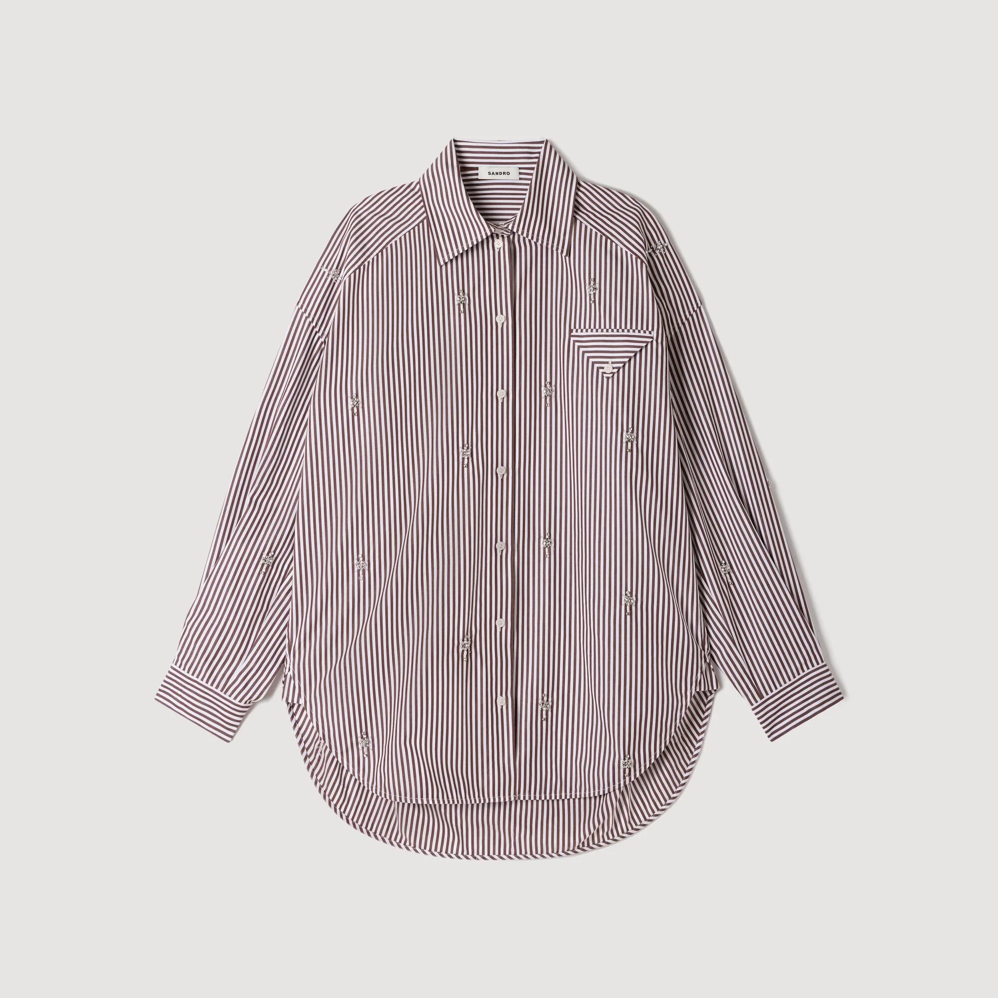 OVERSIZED STRIPED RHINESTONE SHIRT - 1