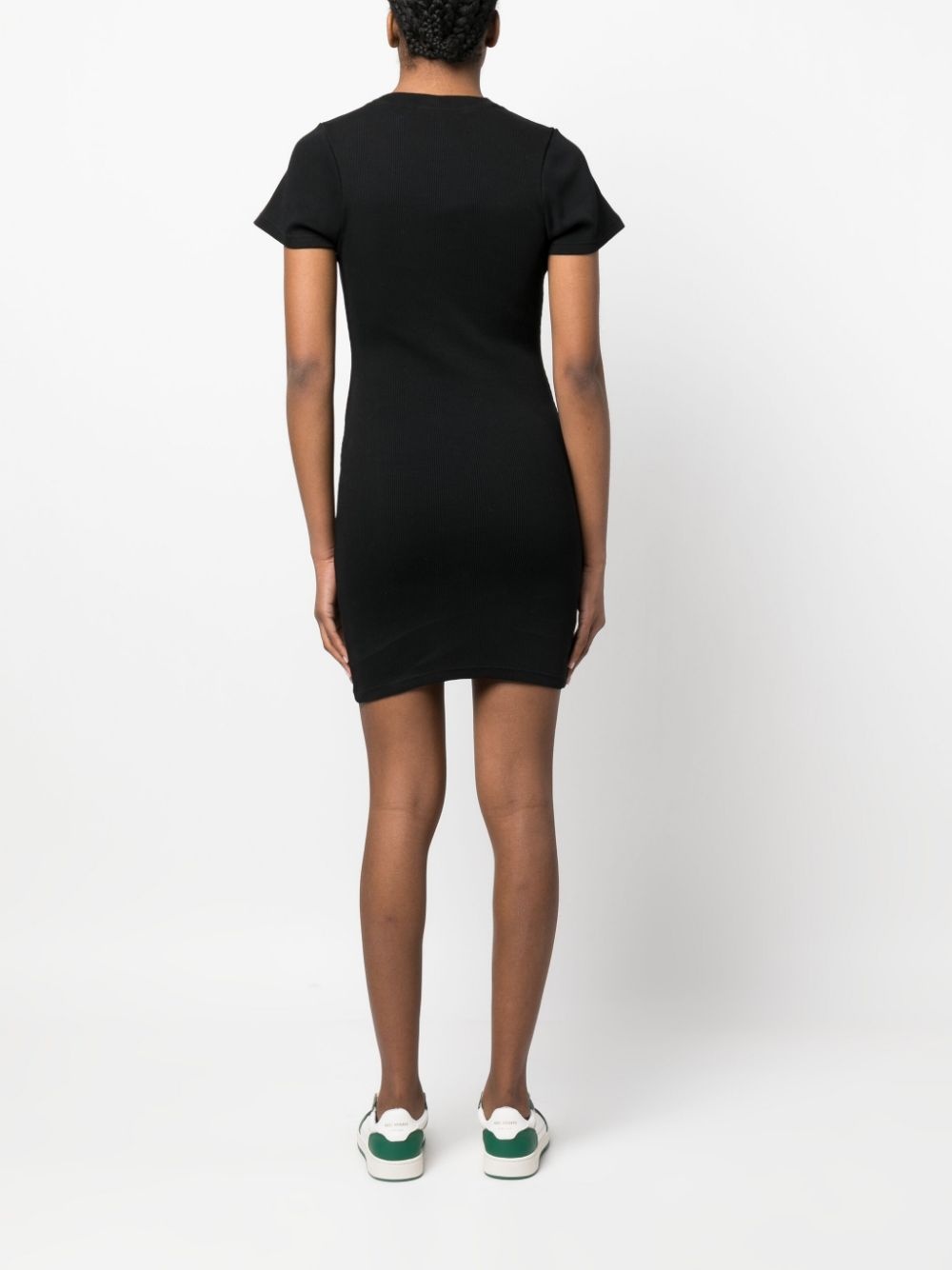 embroidered logo ribbed minidress - 4