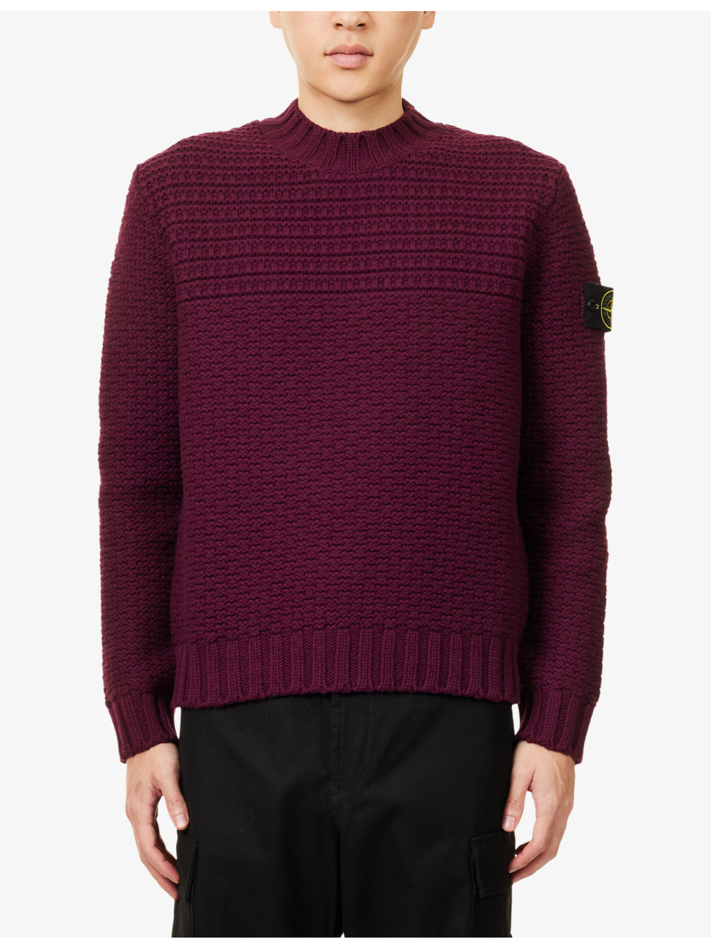 Logo-Patch Textured Wool-Knit Jumper - 3