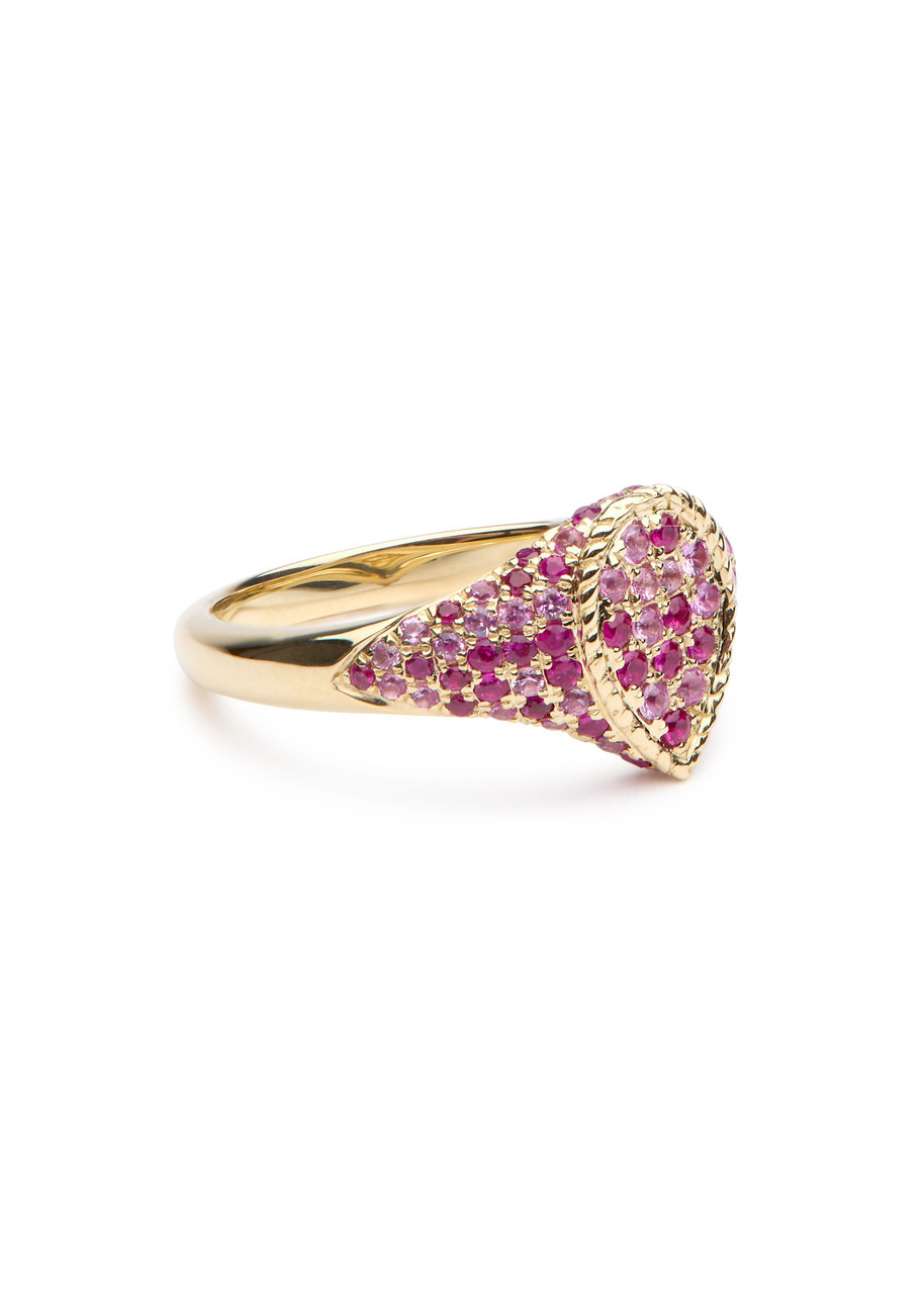 Yvonne Leon Baby Chevaliere Pear 9kt Gold Pinky Ring - 3