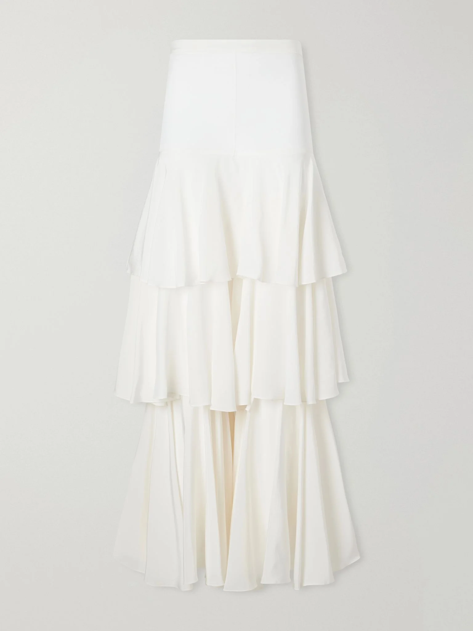 Ruffled silk wide-leg pants White - 1