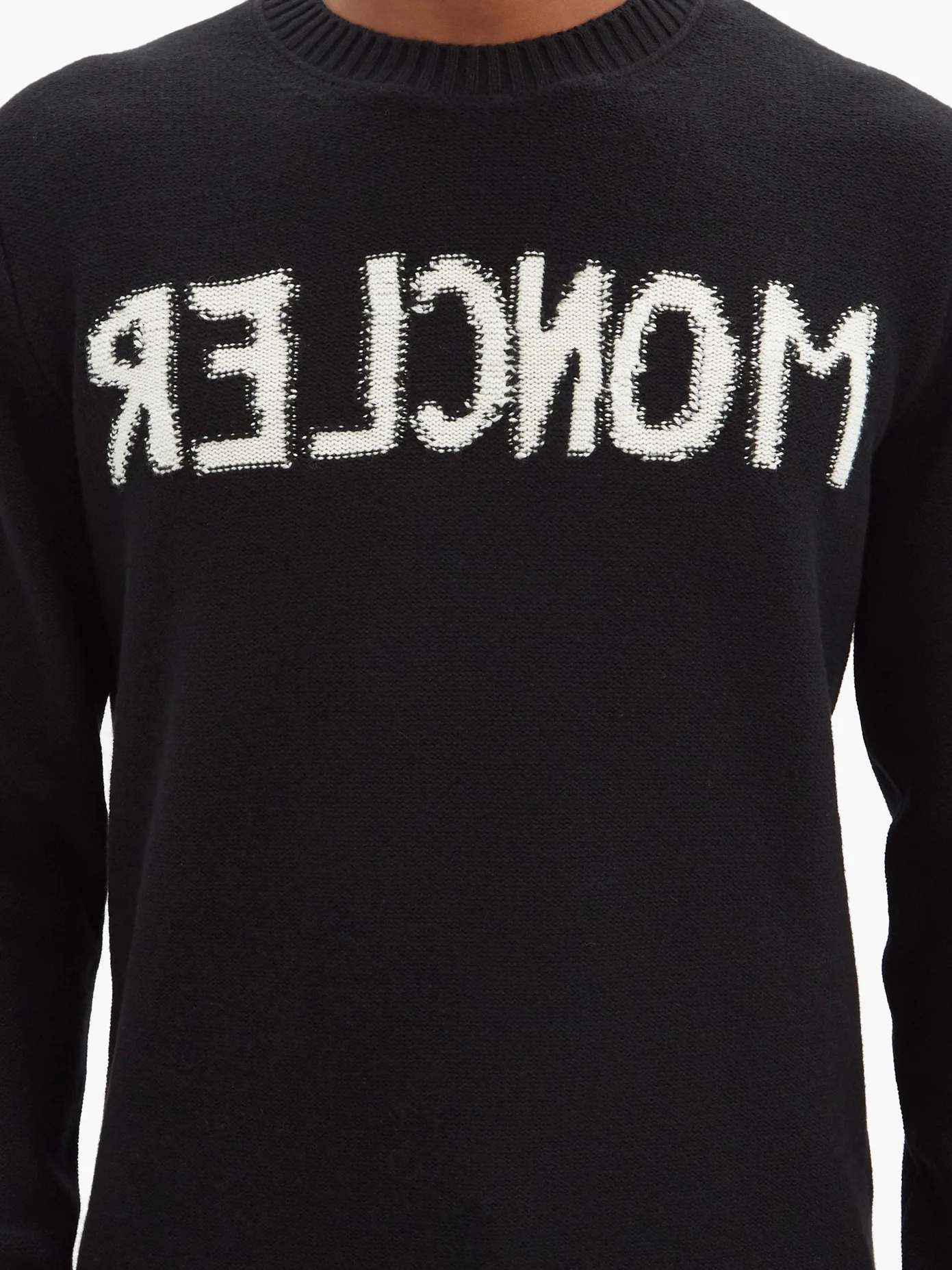 Mirrored logo-jacquard wool-blend sweater - 3