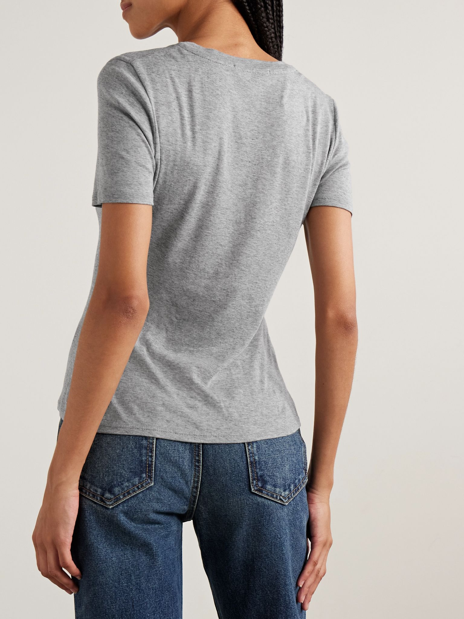 Elin cotton and cashmere-blend T-shirt Light gray - 4