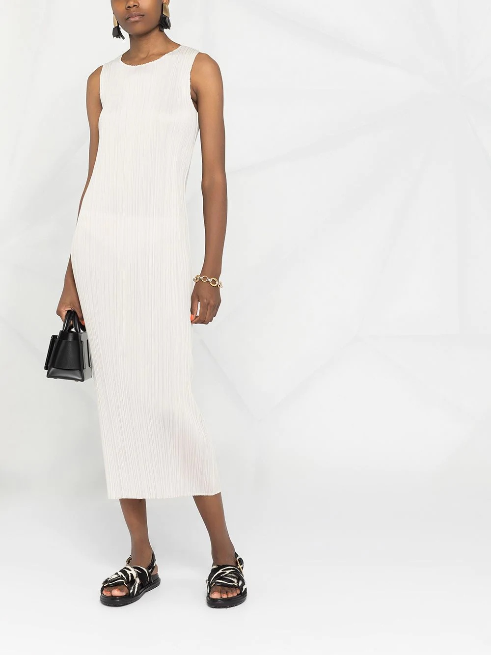 pleated sleeveless midi dress - 2