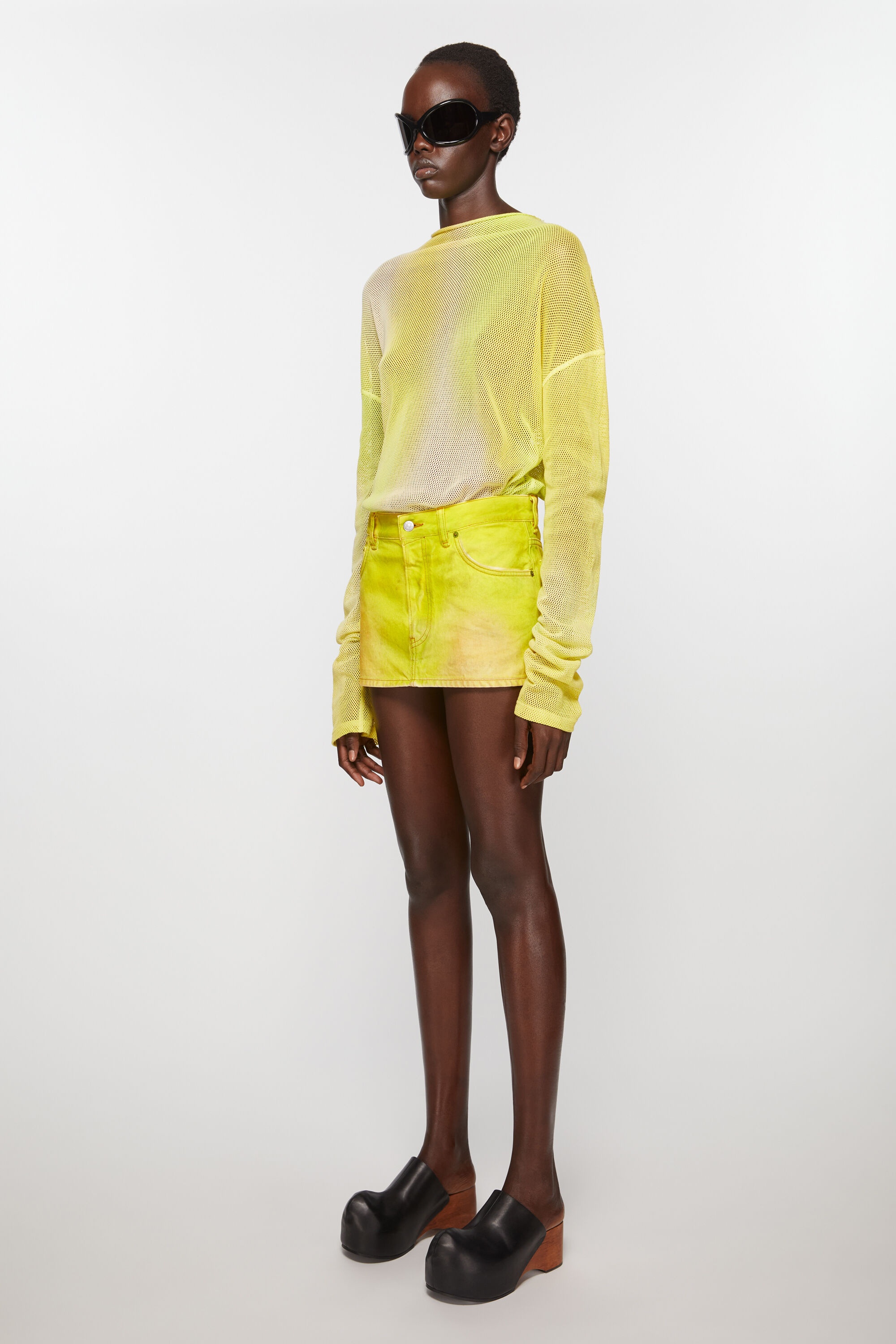 Acne Studios Denim mini skirt Neon yellow REVERSIBLE