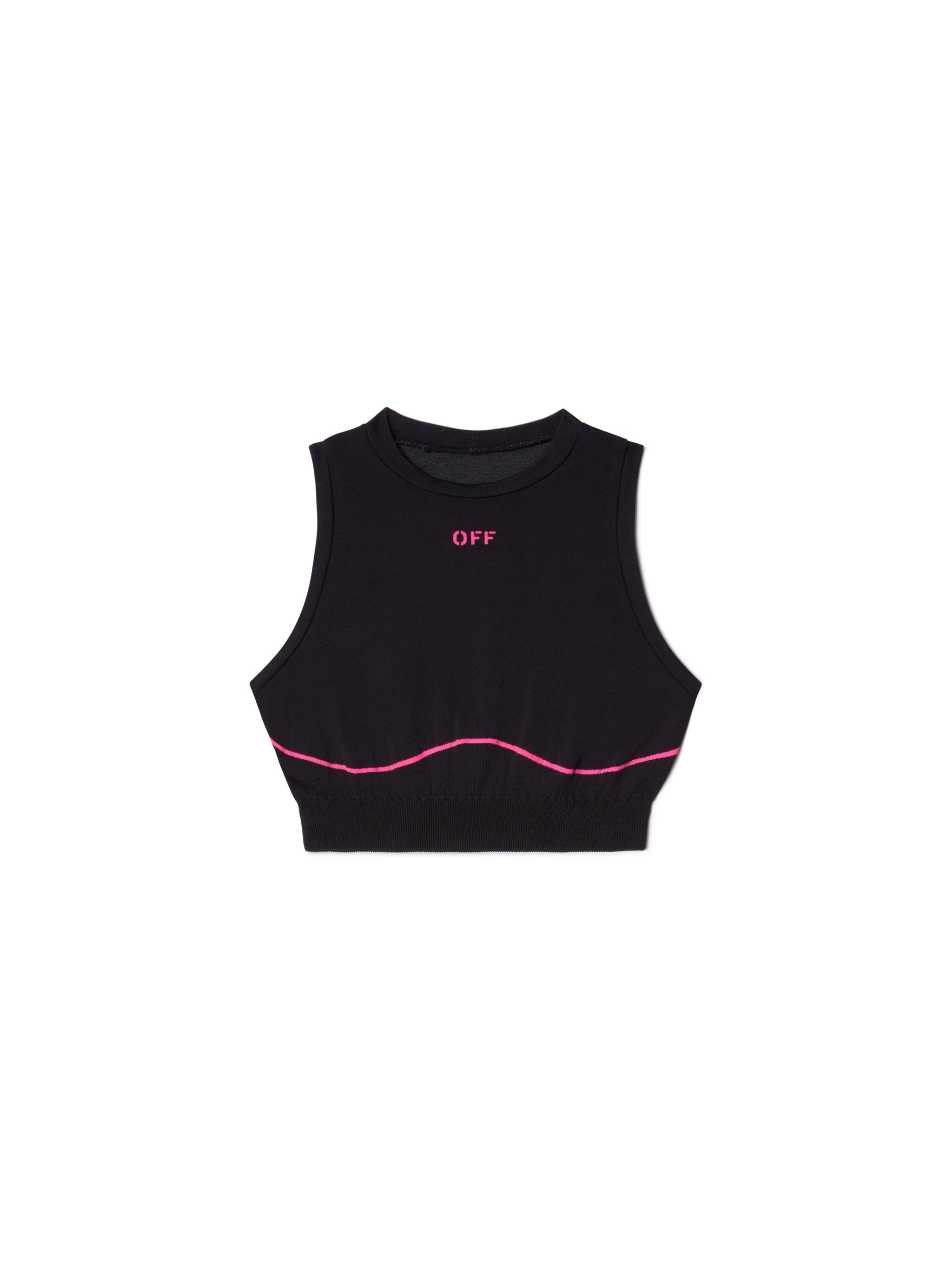 Black/pink Off Stamp Seamless Top - 1