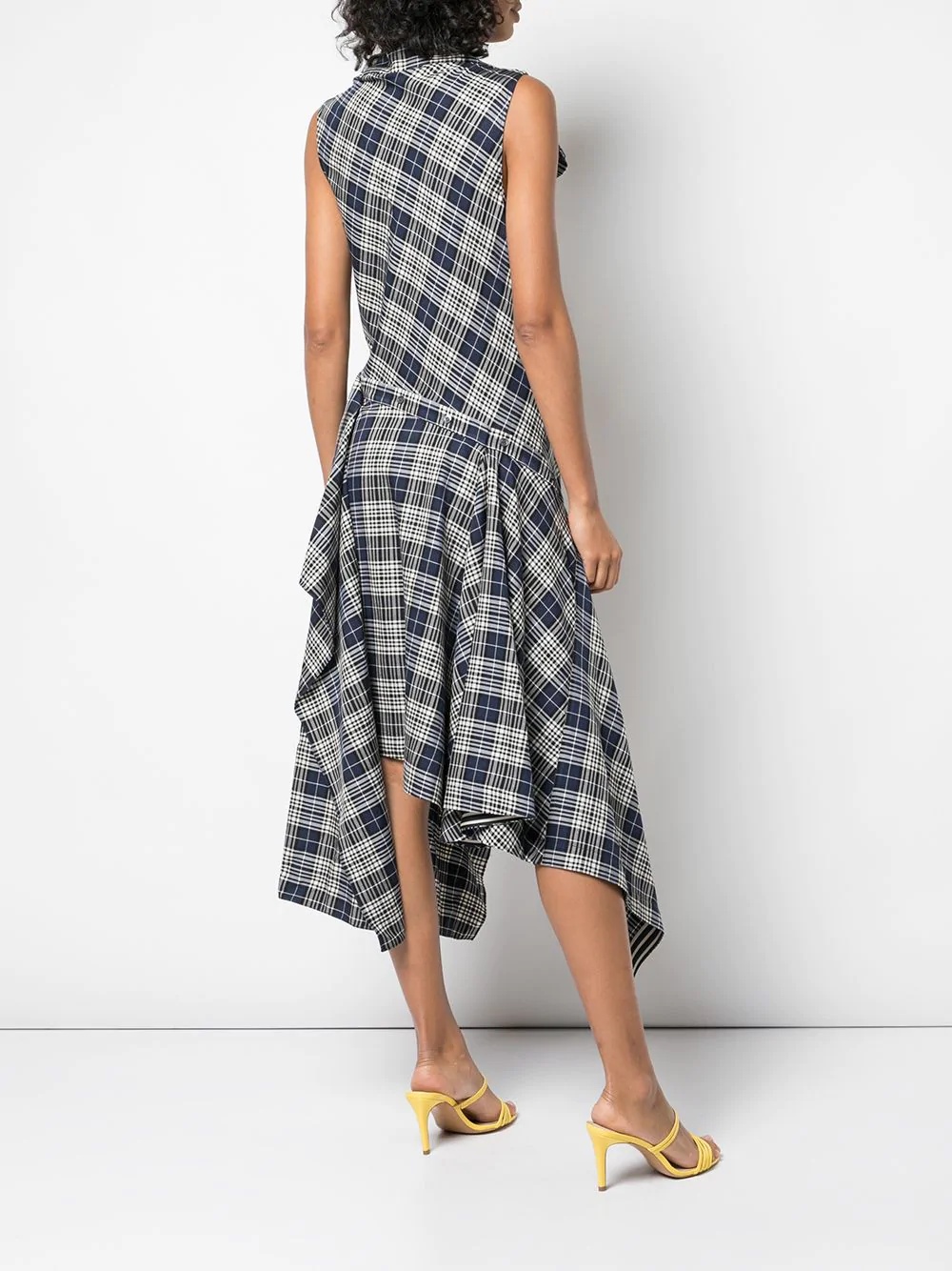 plaid cowl-neck midi dress - 4