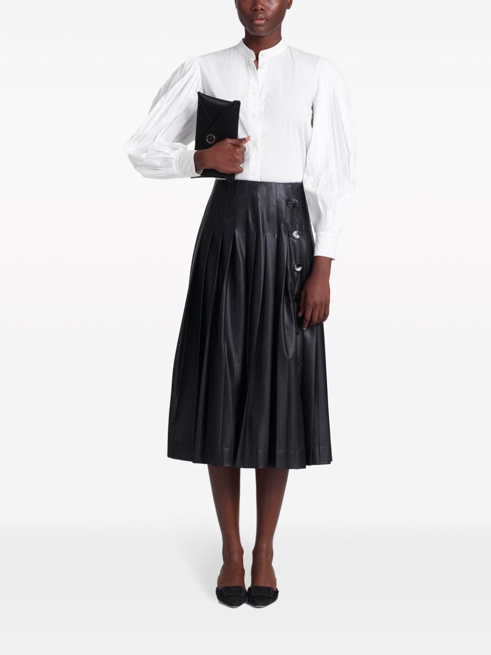 Tullius side-button pleated midi skirt - 2