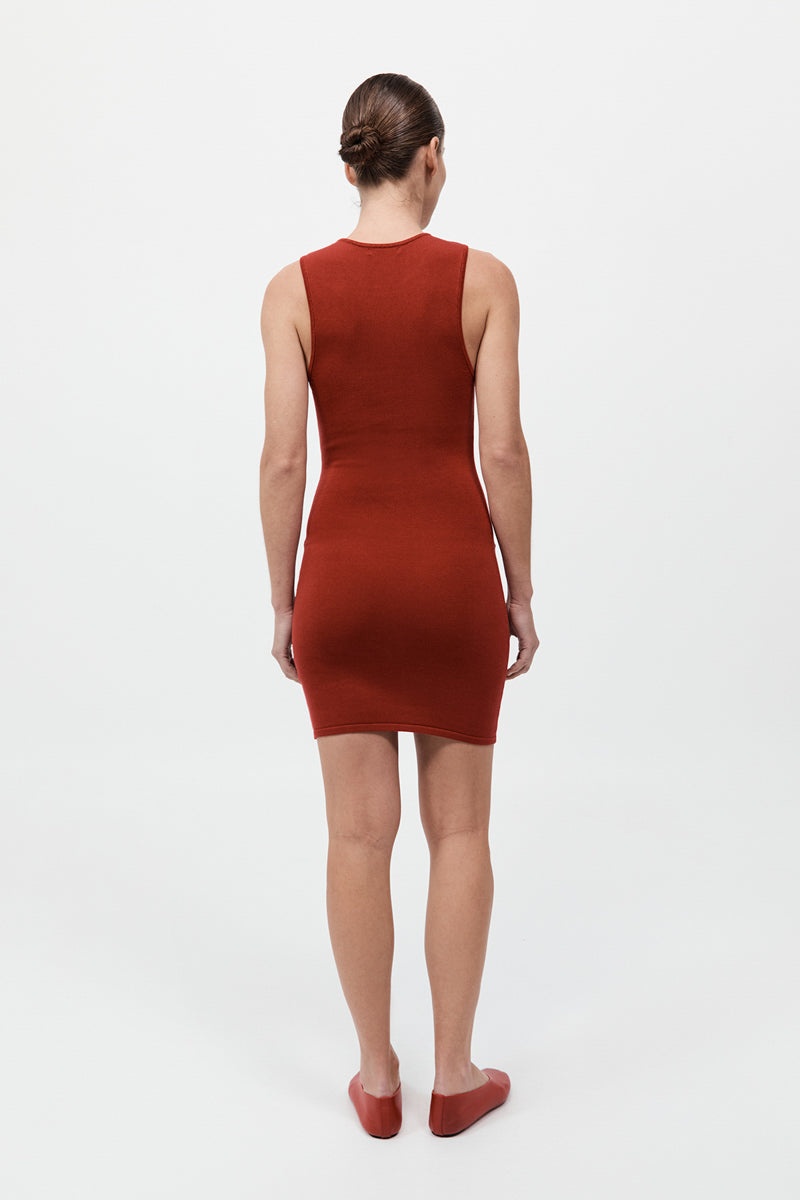 Detachable Layer Knit Dress - Rosso - 8