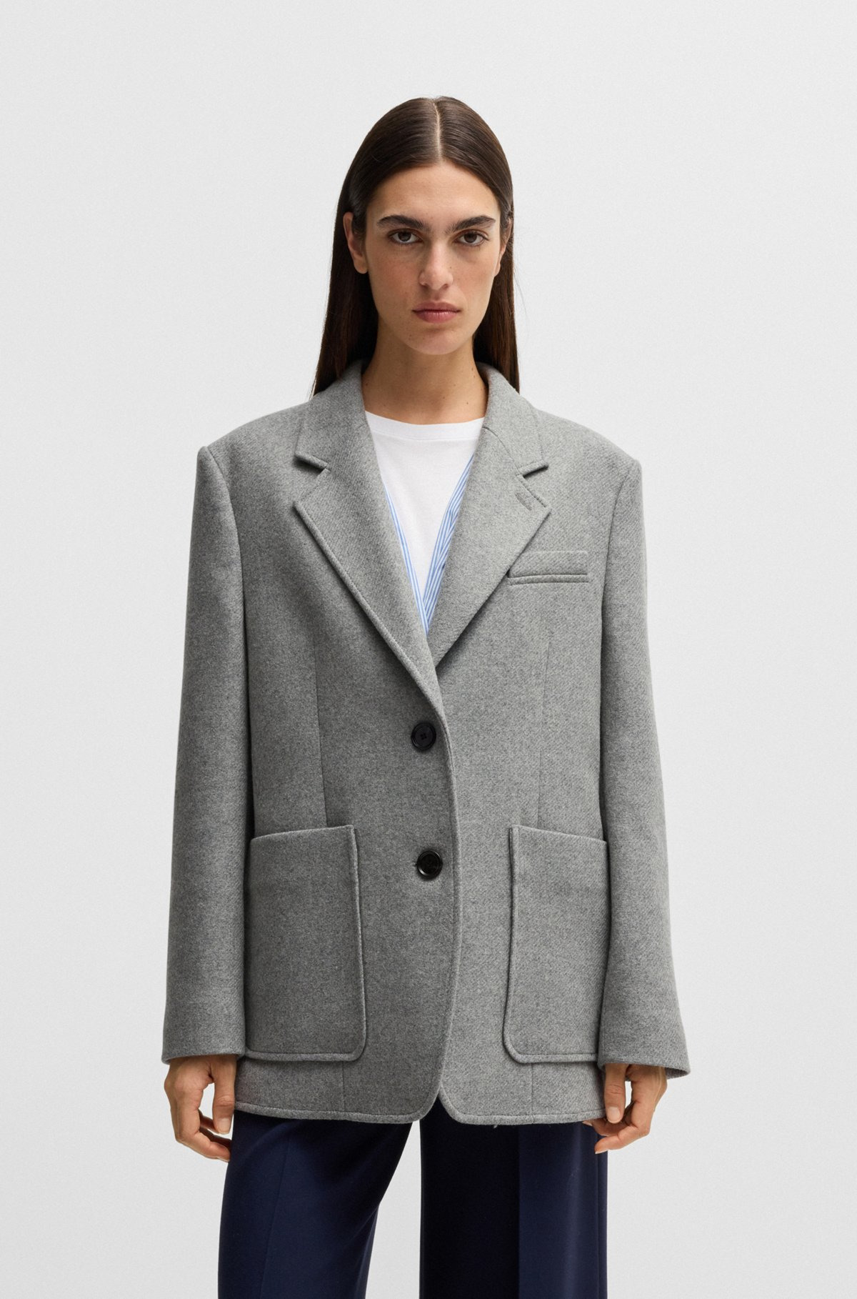 OVERSIZE-FIT BLAZER IN MELANGE WOOL - 2