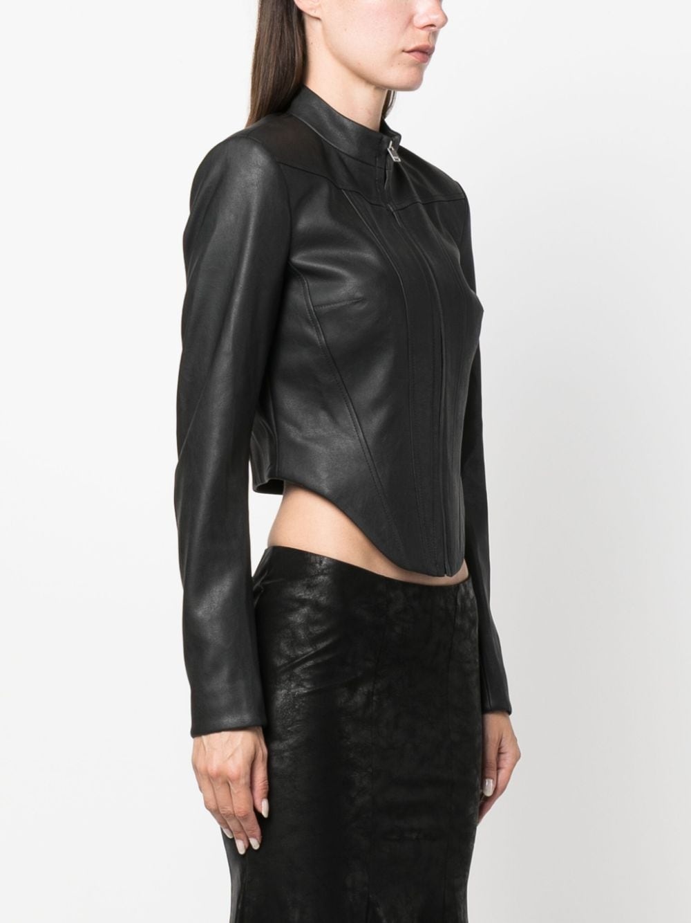 corset faux-leather biker jacket - 3