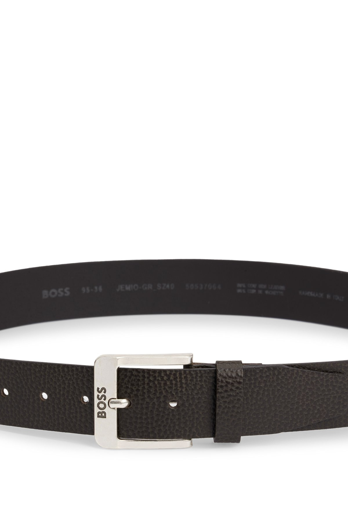 ITALIAN-LEATHER BELT WITH LOGO BUCKLE - 4