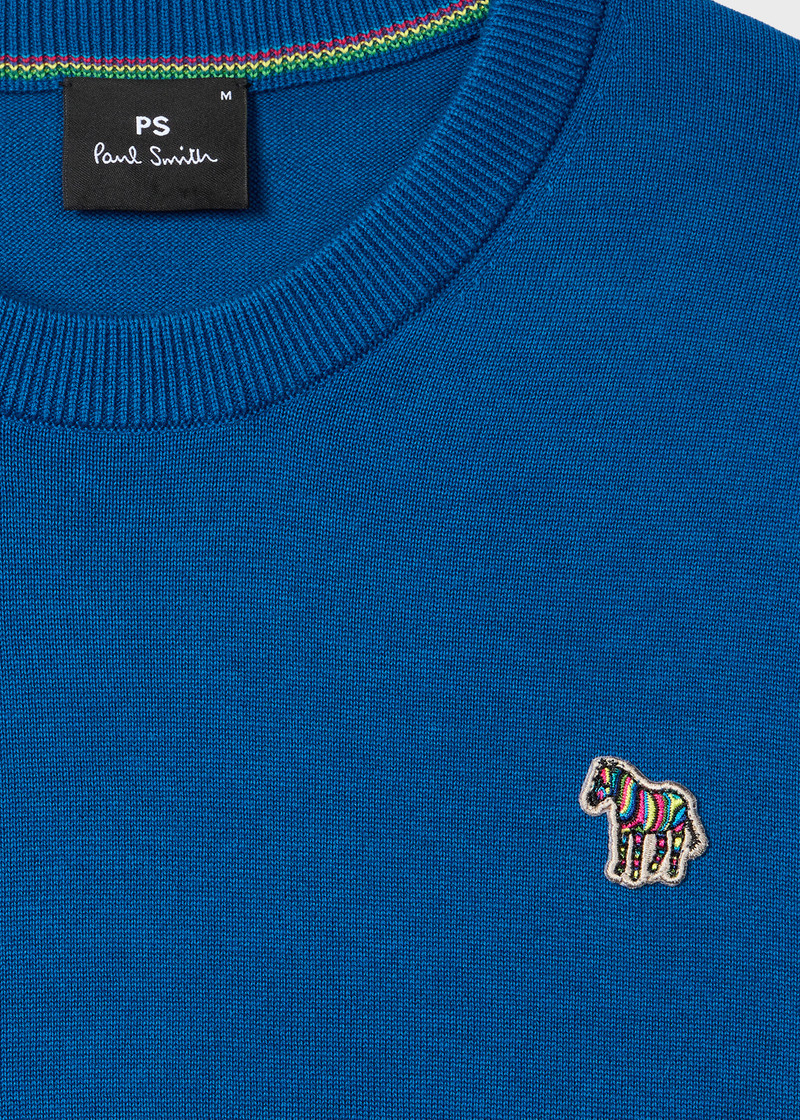 Paul Smith Mid Blue Organic Cotton Zebra Logo Sweater outlook