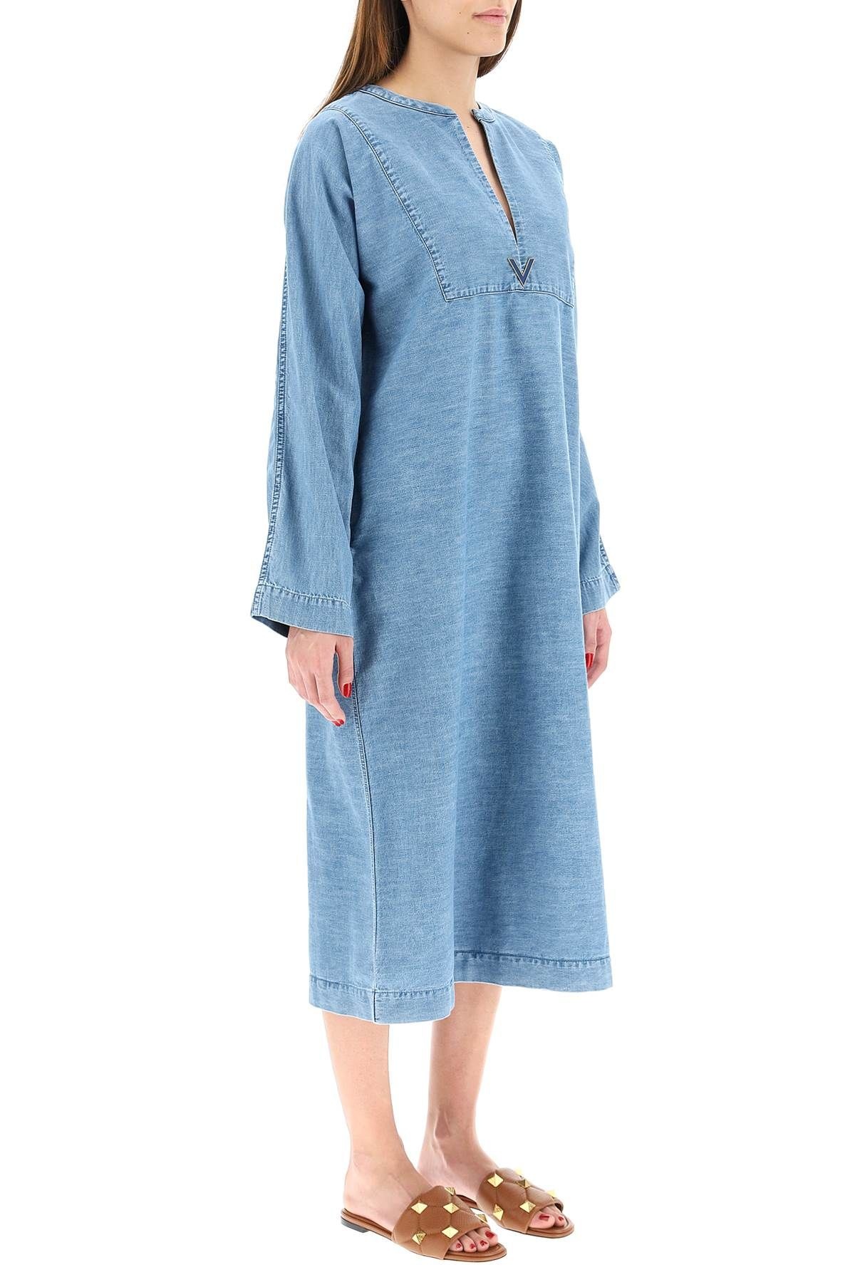 CAFTAN DRESS IN CHAMBRAY DENIM - 3