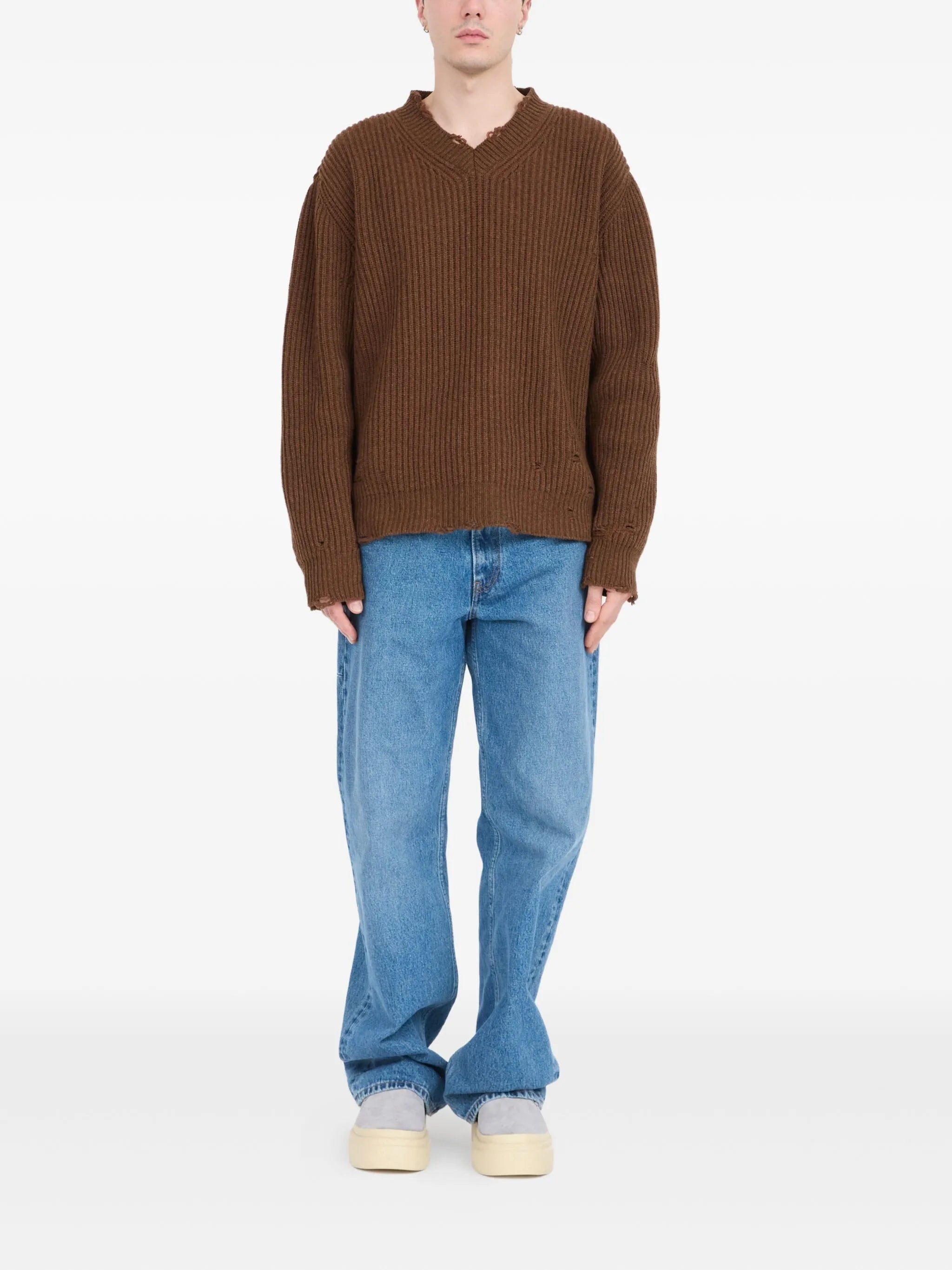 Mm6 Maison Margiela Ribbed V-neck Sweater - 6