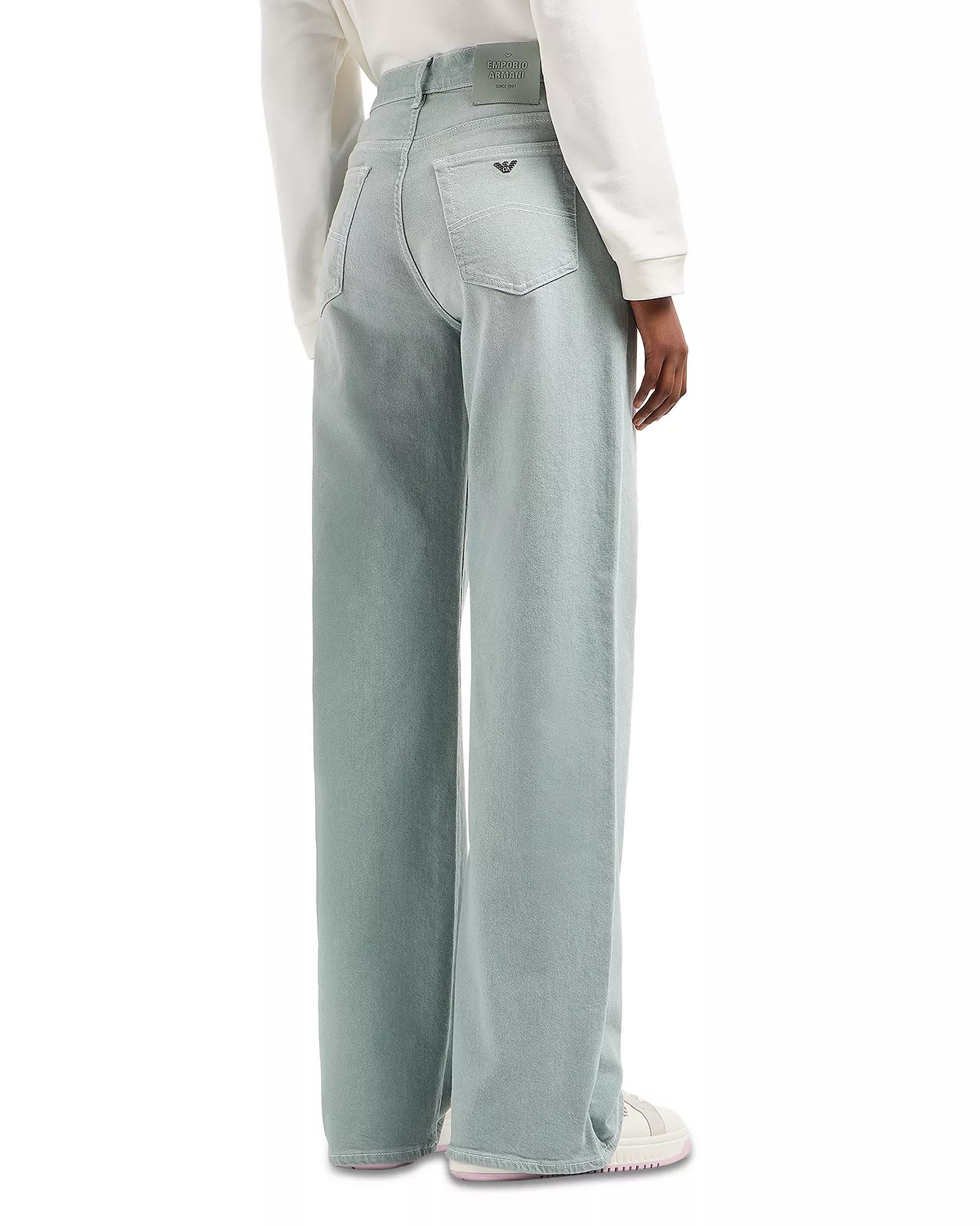 High Rise Straight Leg Jeans in Light Green - 3