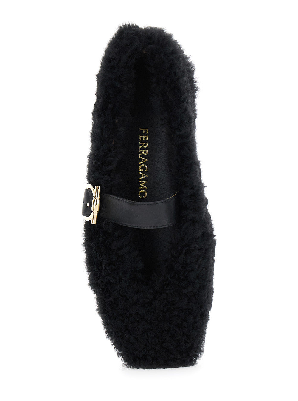 Ferragamo Women Black Ballerinas With Shearling Design And Buckle In Leather Woman - 4