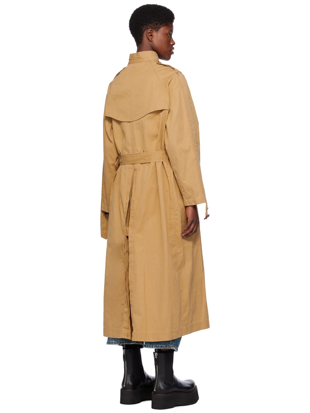 Tan Pin-Buckle Trench Coat - 3