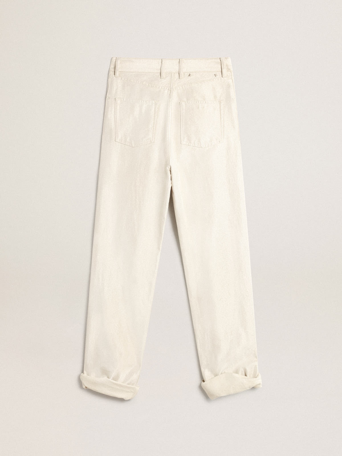 Golden white denim pants - 5