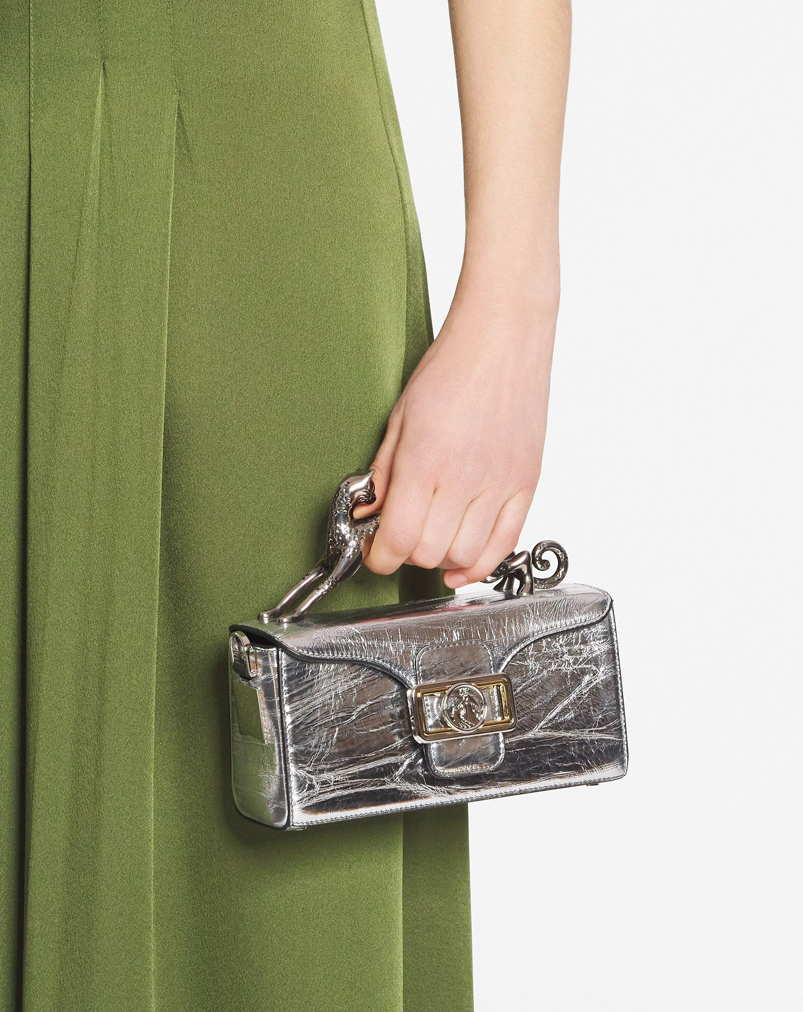 NANO PENCIL CAT BAG IN METALLIC LEATHER - 2