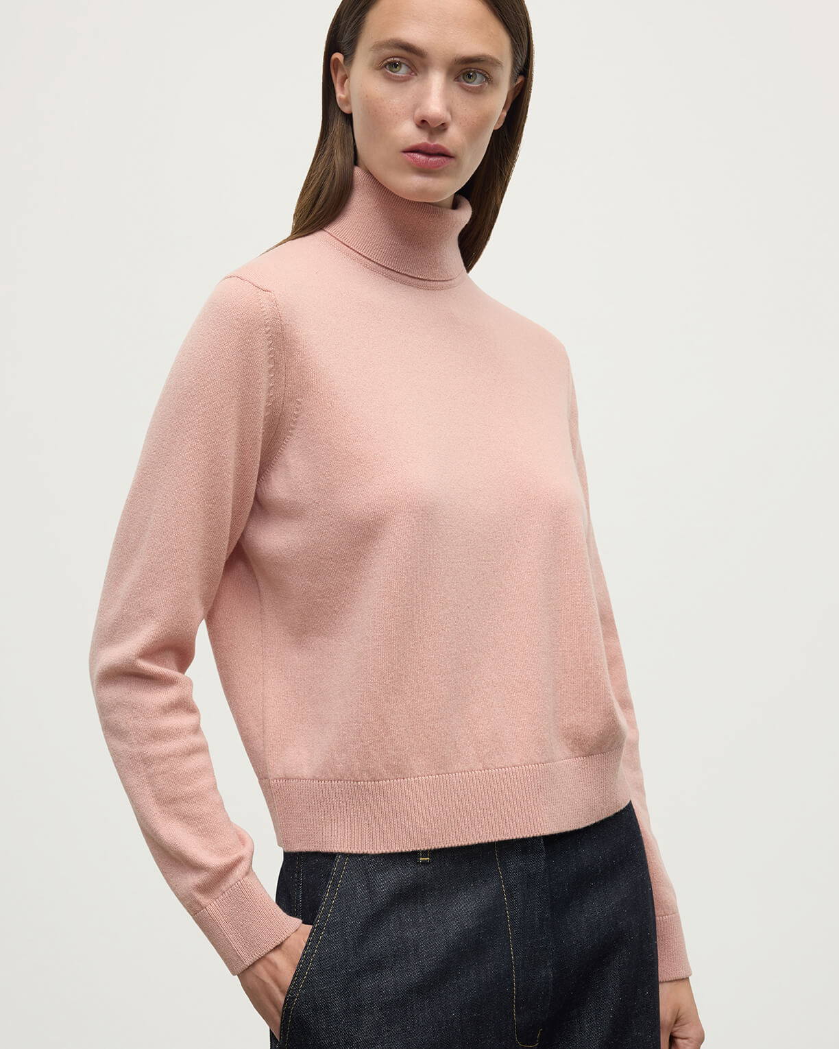 Classic Cashmere Pink Roll Neck Jumper - 5