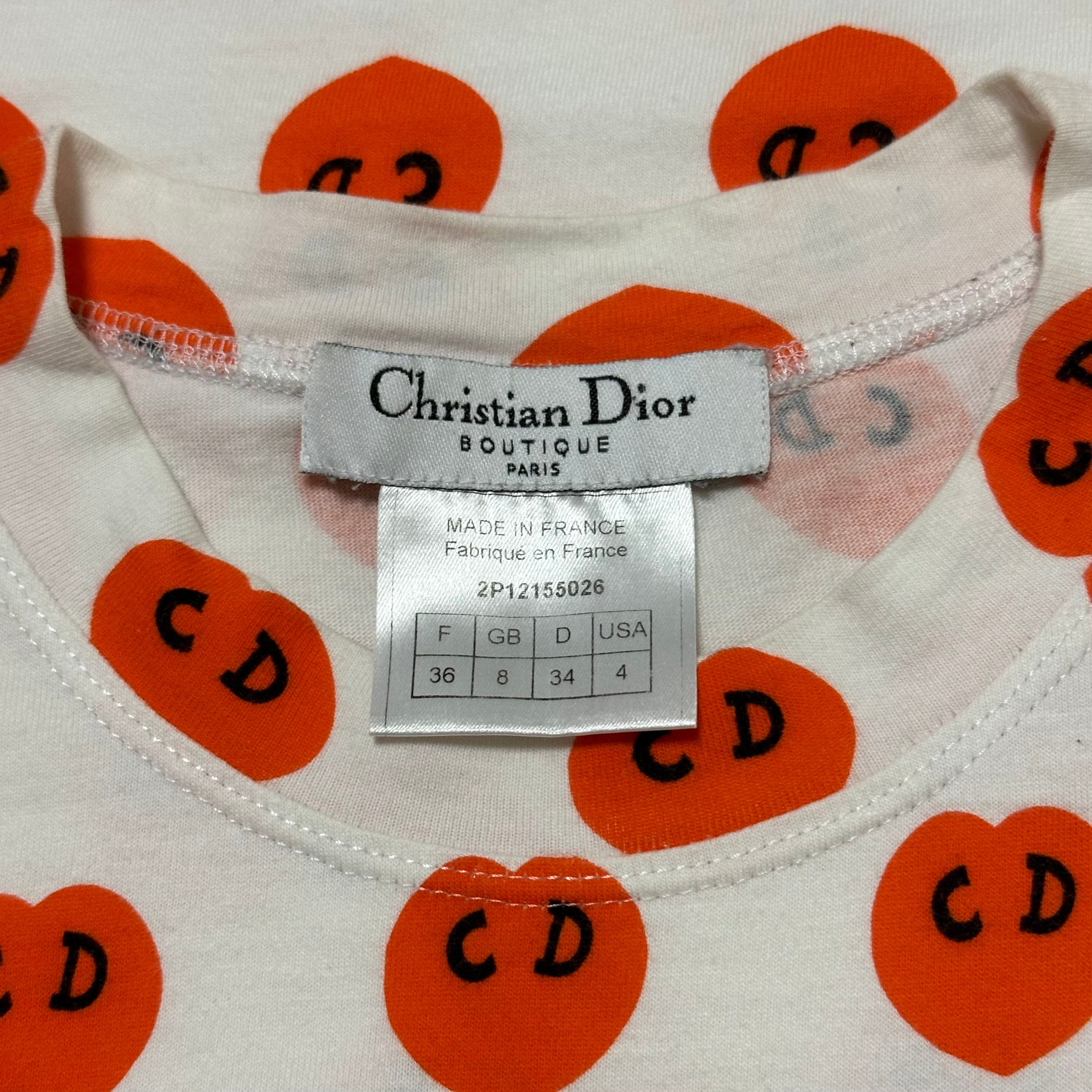 CHRISTIAN DIOR Spring Summer 2002 CD Logo Heart Print T-Shirt - 5